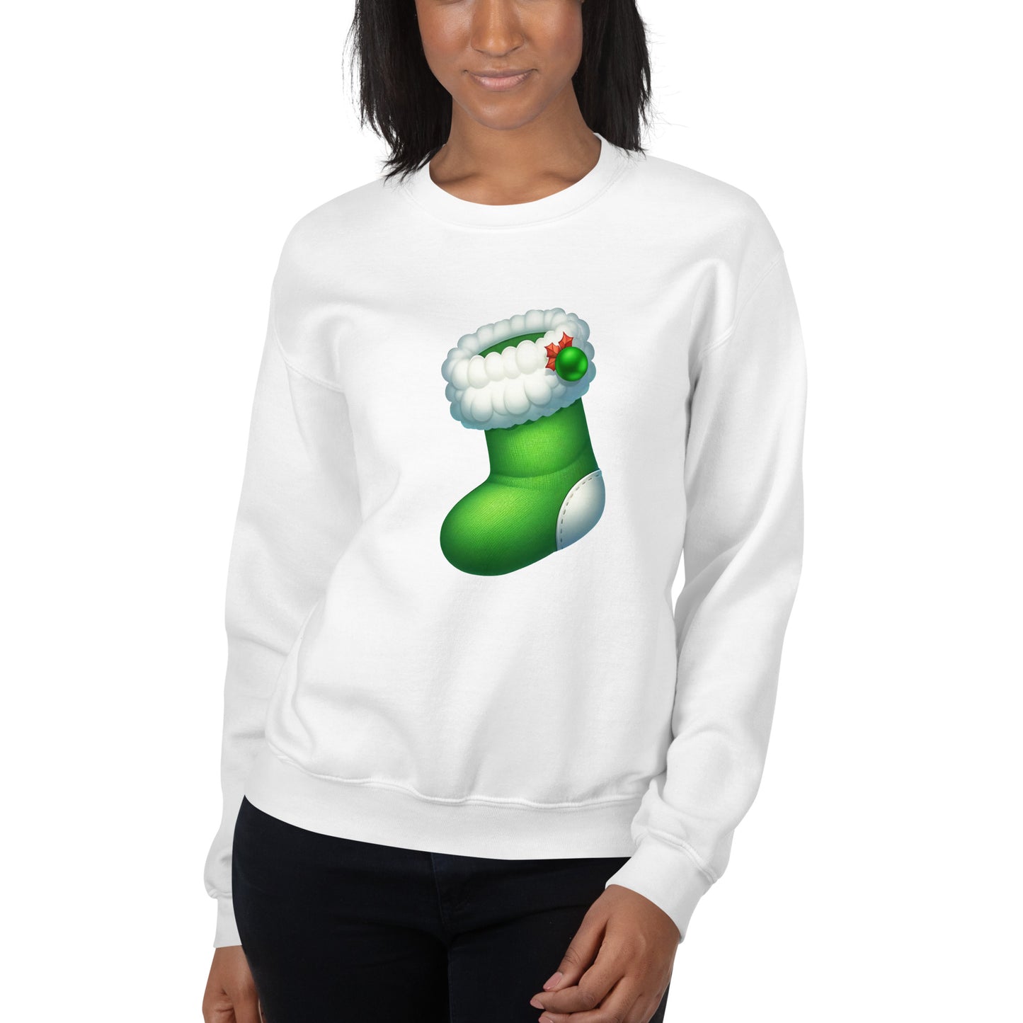 Green Christmas Stocking Unisex Sweatshirt, mockup