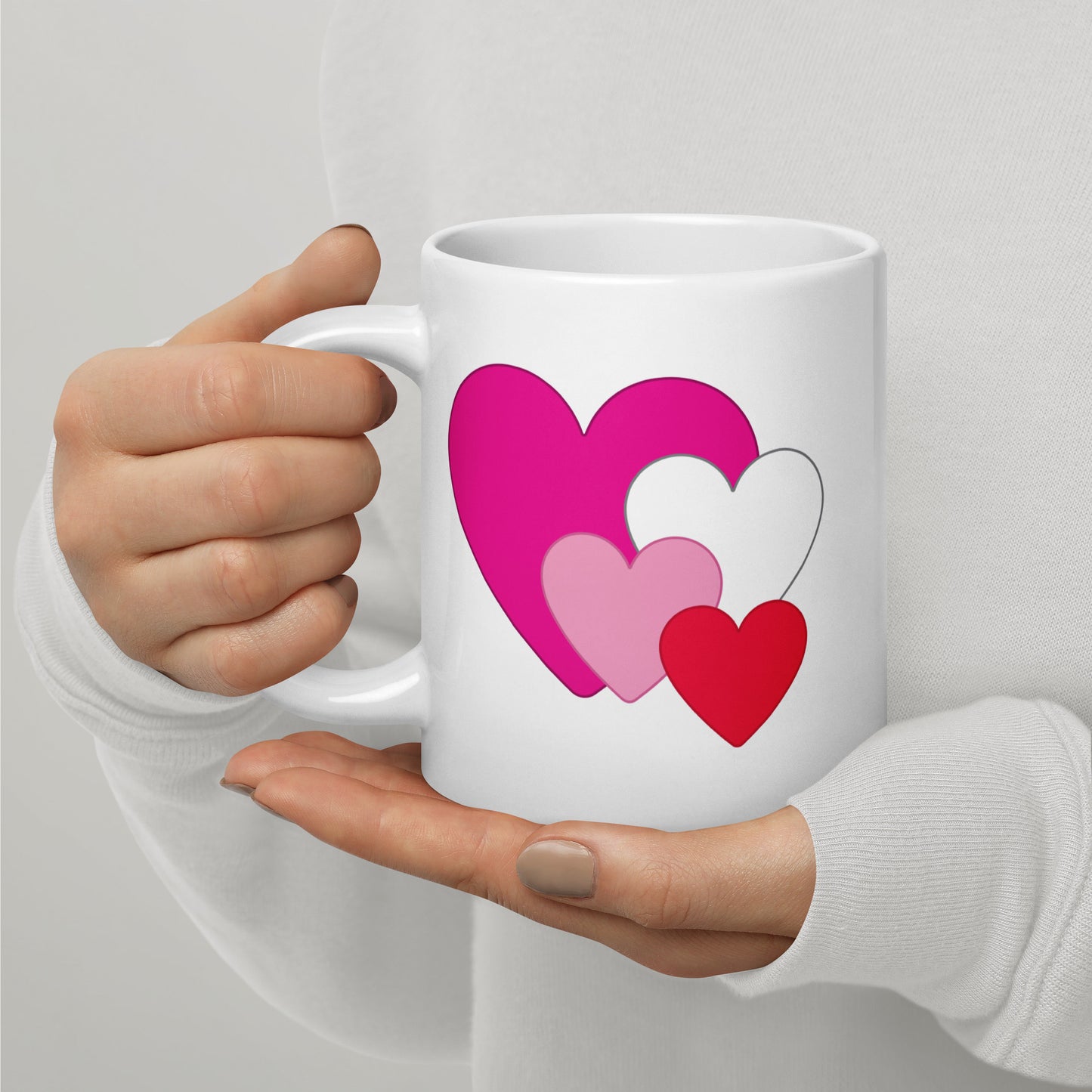 Multi Heart White Valentine Mug mockup