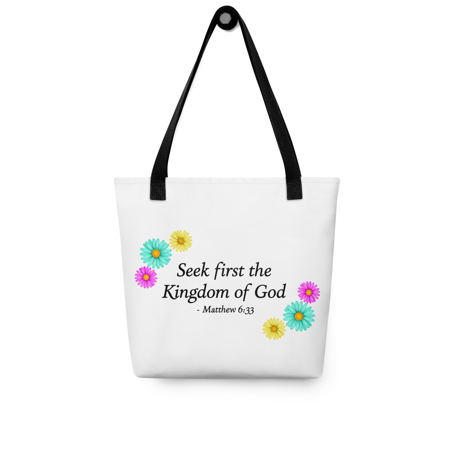 Seek First the Kingdom of God, Matthew 6:33, Tote bag no background, mockup
