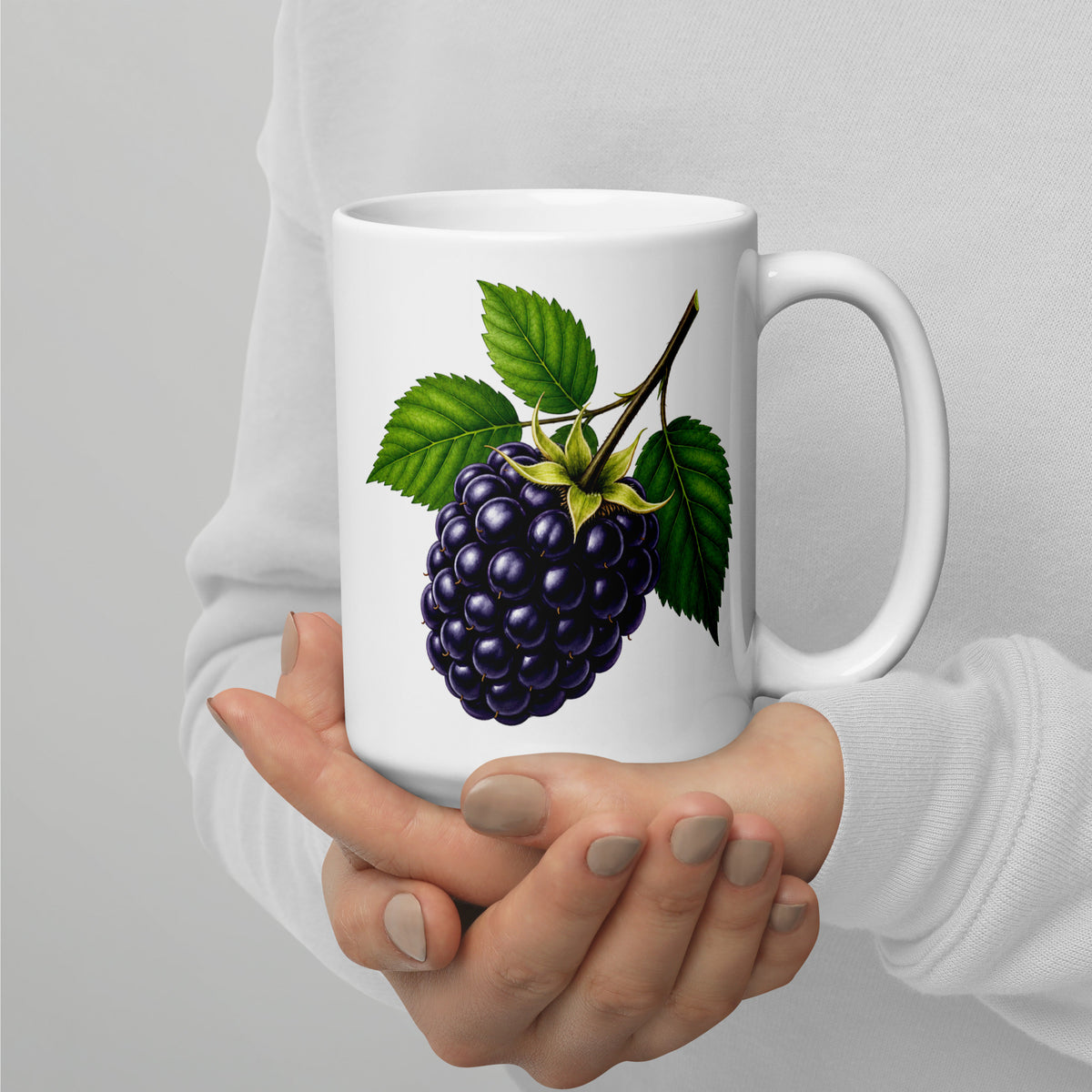 Blackberry White Glossy Mug