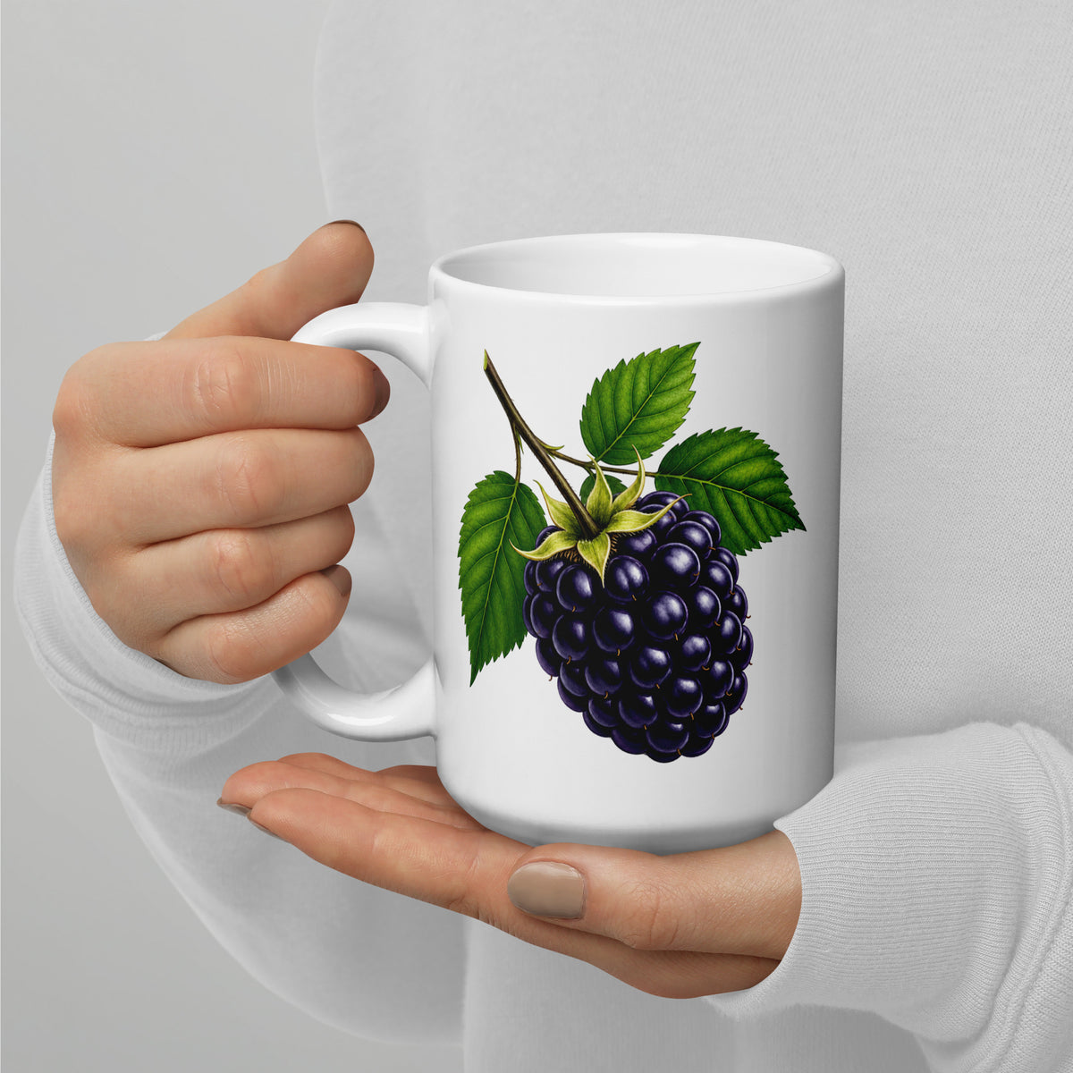 Blackberry White Glossy Mug
