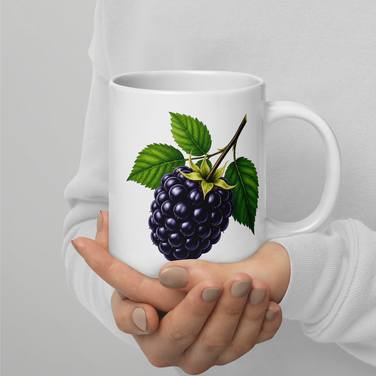 Blackberry White Glossy Mug