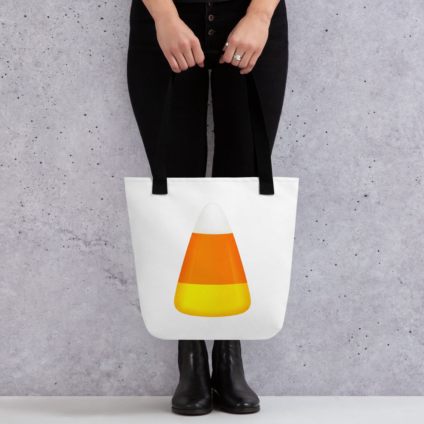 Tote bag with candy corn design