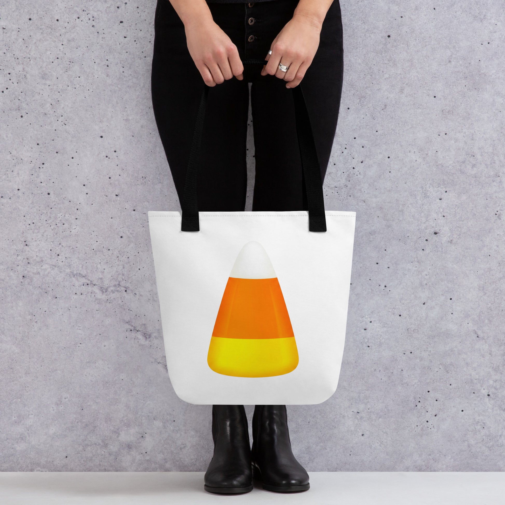 Tote bag with candy corn design