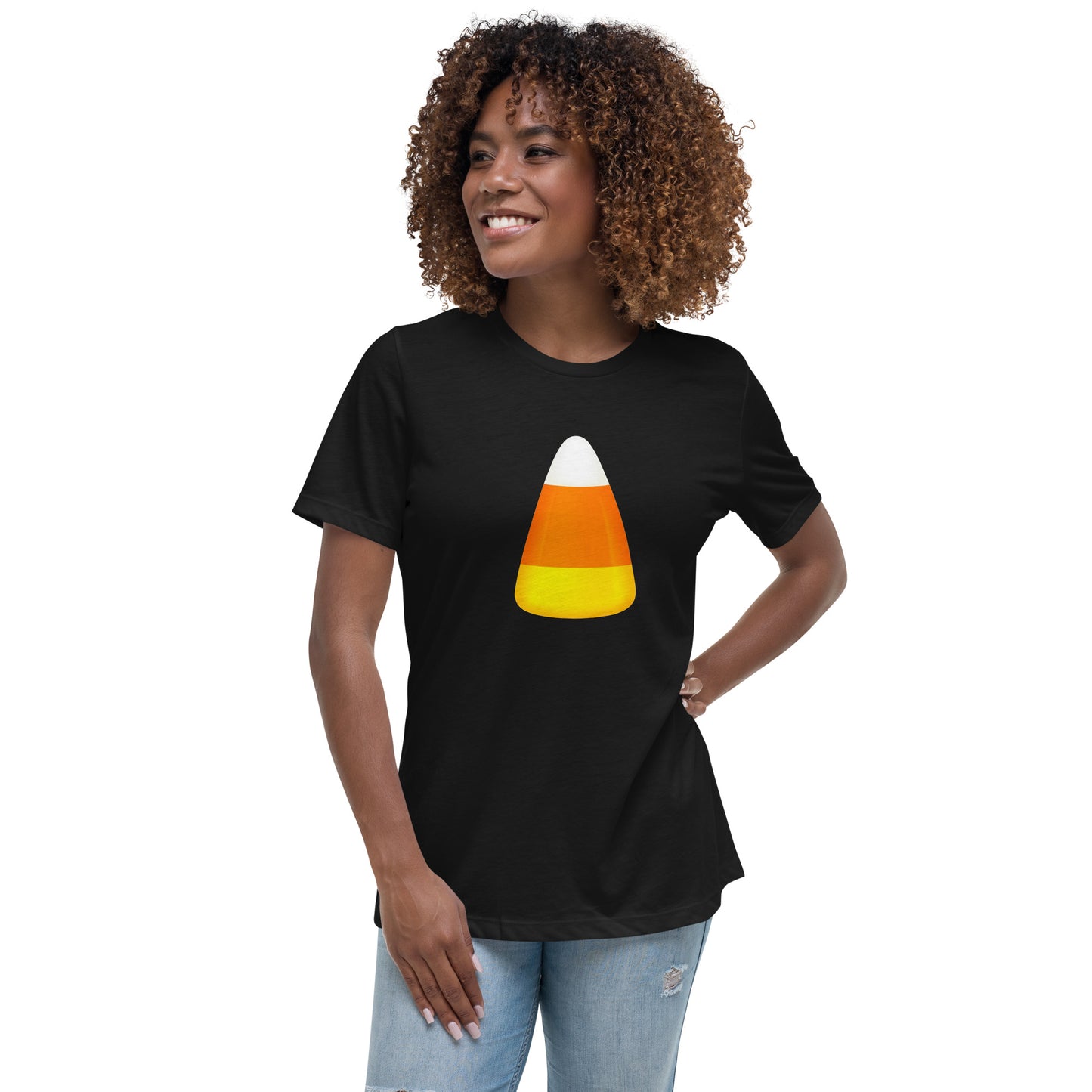 Black trick or treat candy corn tee
