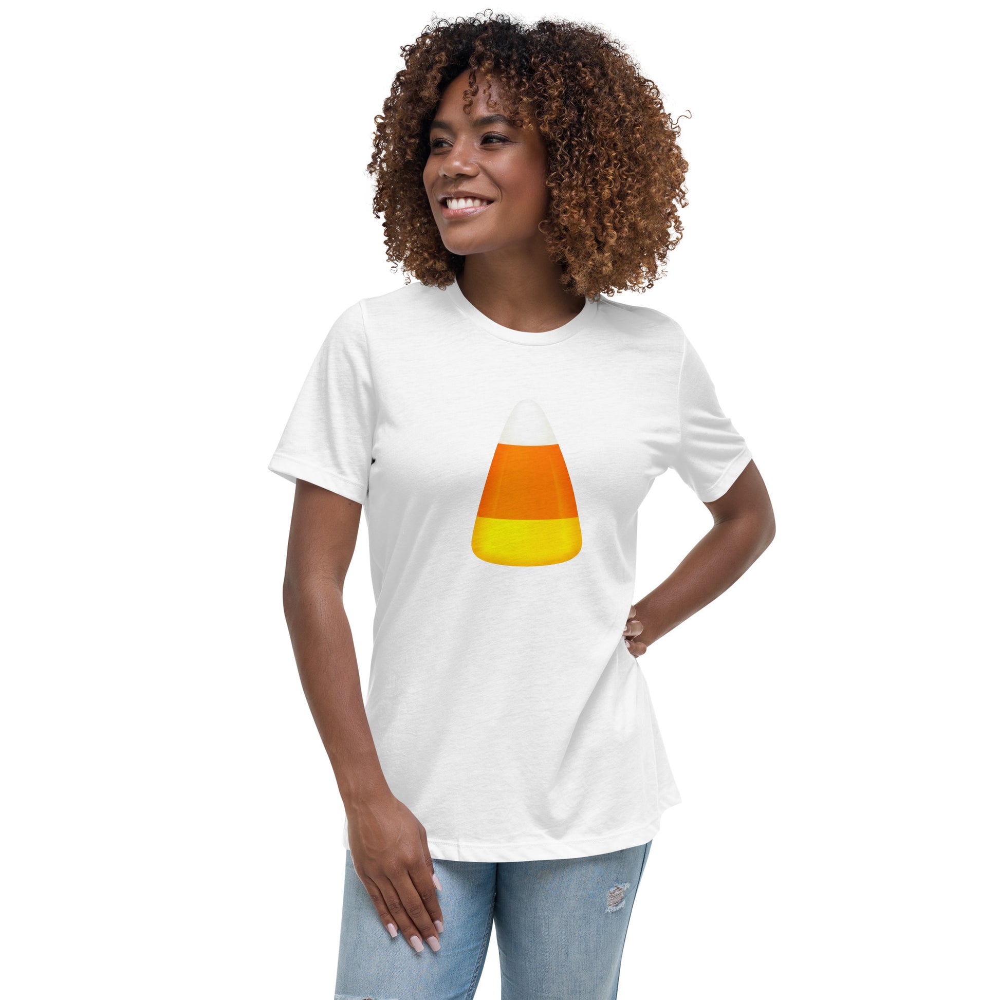 Candy corn white, orange, yellow candy tee