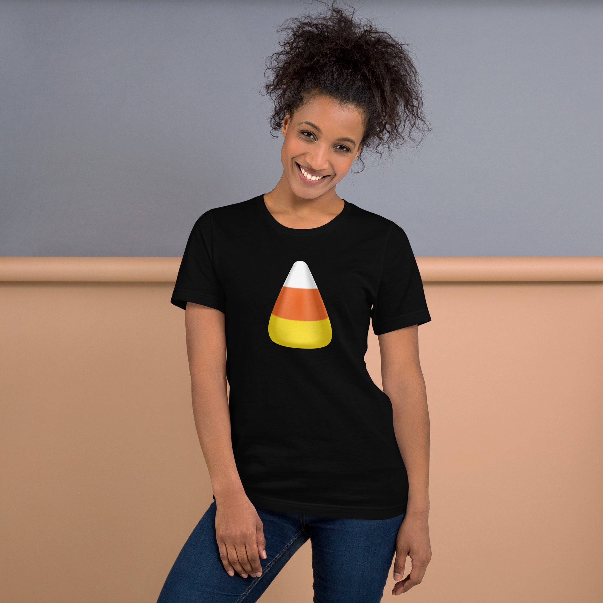 Candy Corn Halloween Women's trick-or-treat T-Shirt front mockup