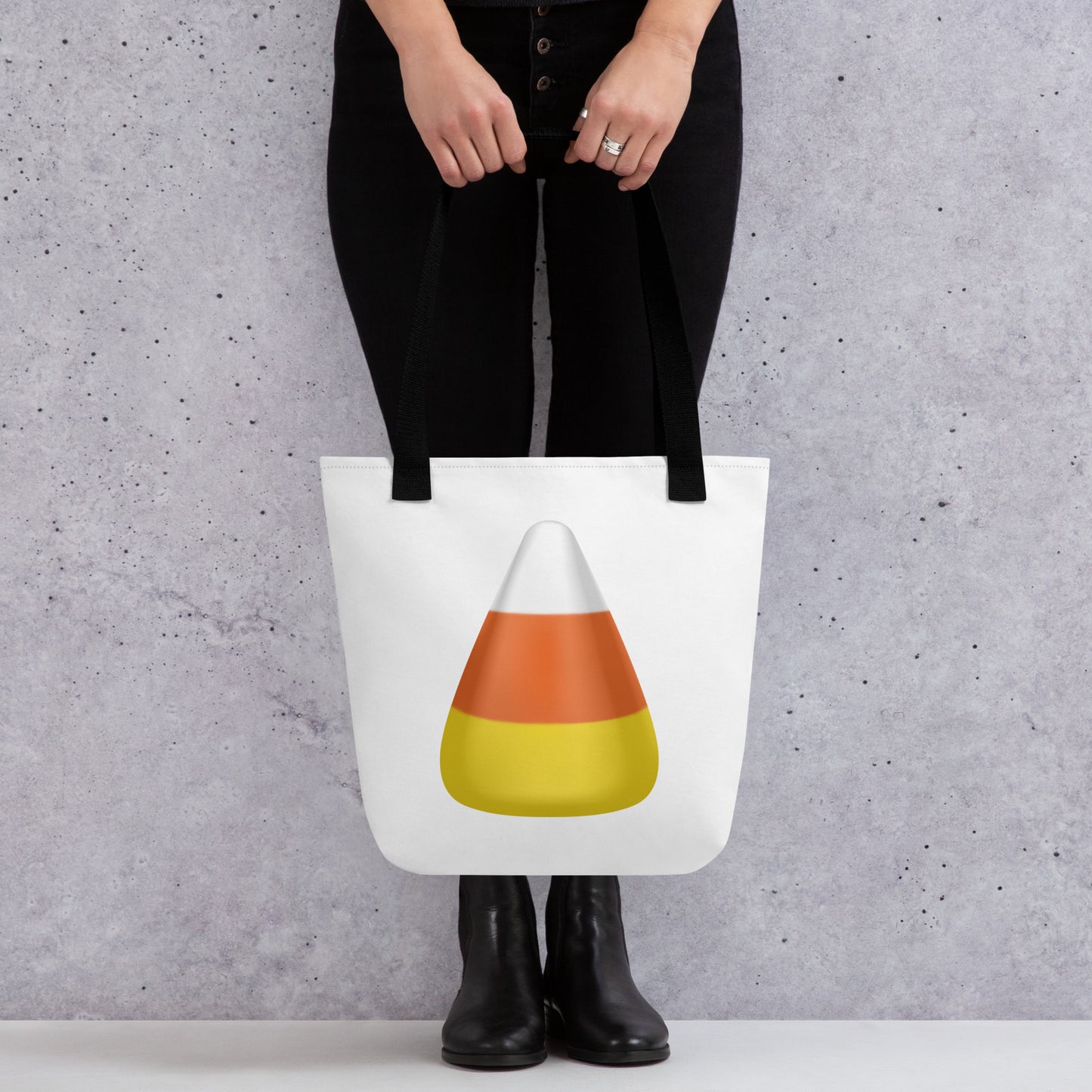 Candy Corn Halloween tote bag lifestyle mockup