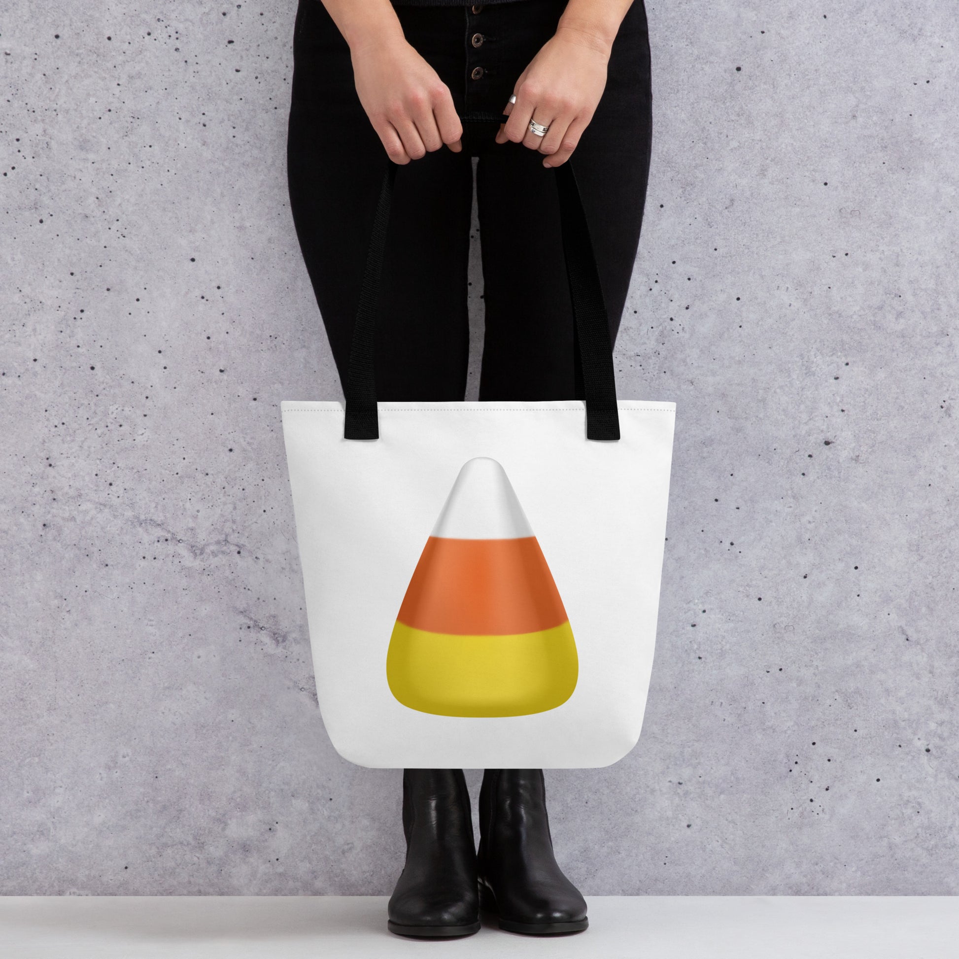 Candy Corn Halloween tote bag lifestyle mockup