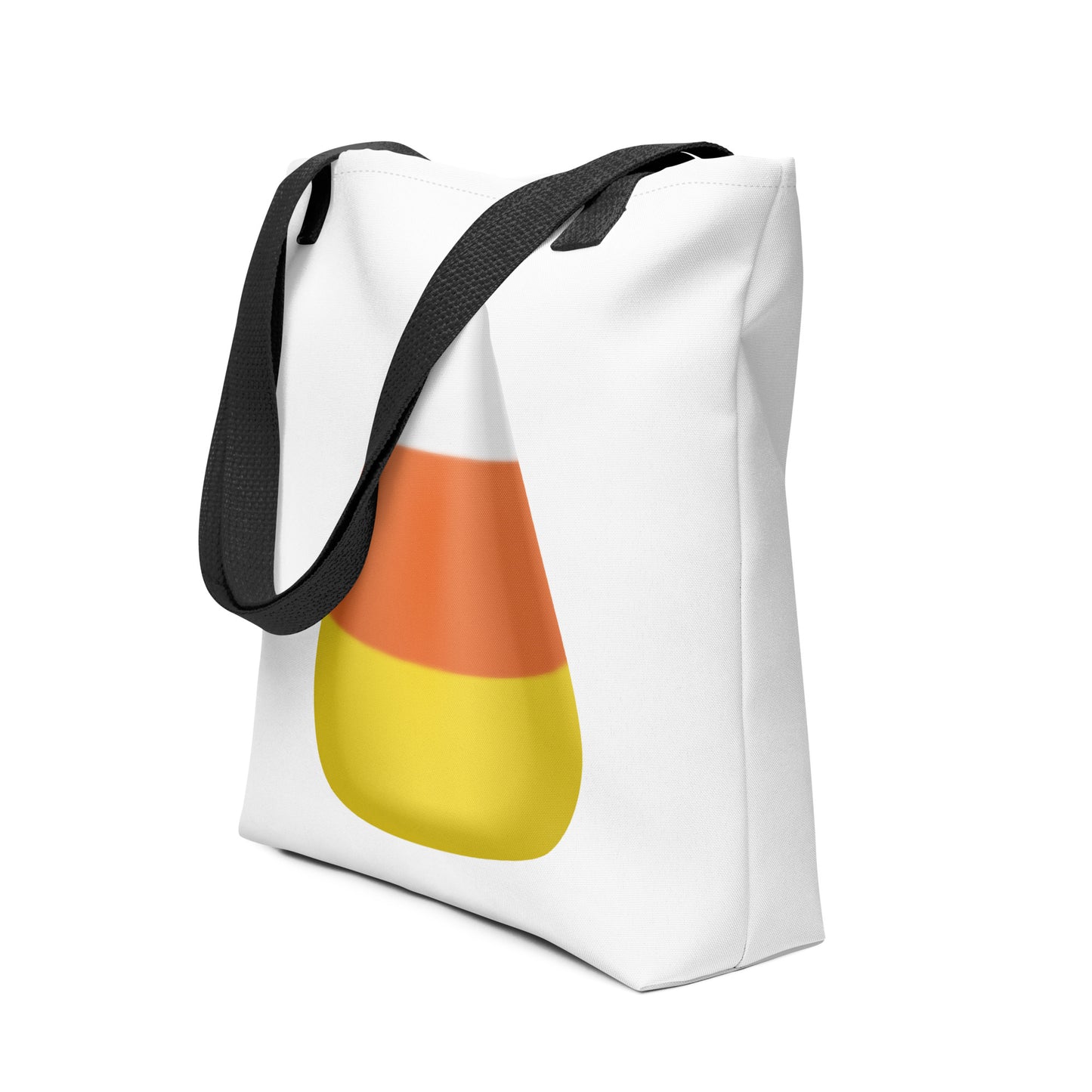 Candy Corn Halloween tote bag front side view mockup