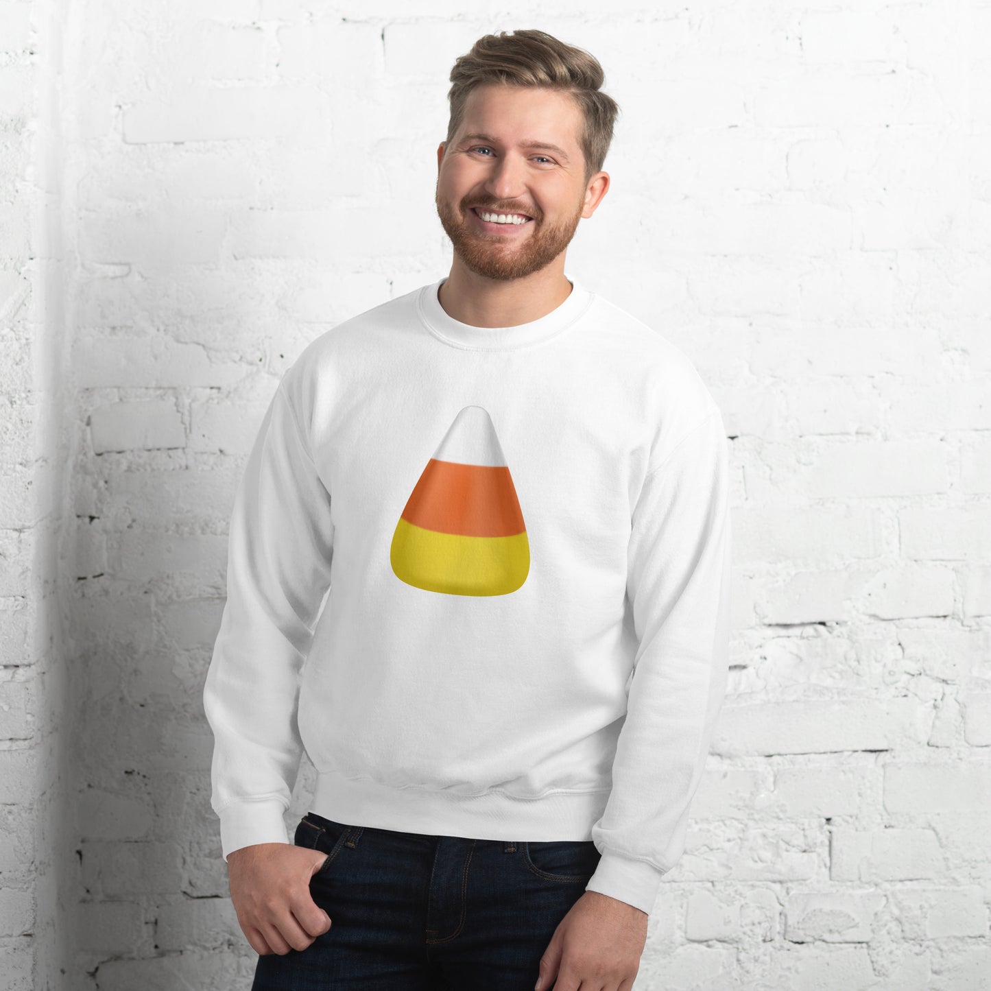 Candy Corn Men's Halloween Sweatshirt mockup