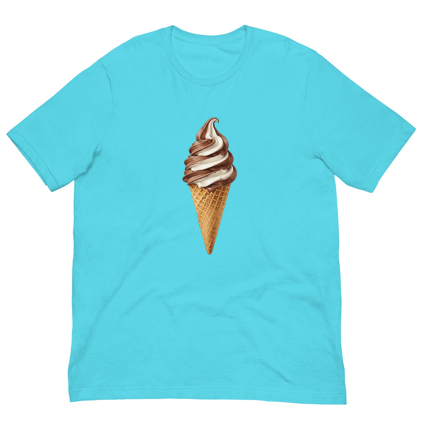 Turquoise blue short-sleeve t-shirt with a soft-serve ice cream cone 