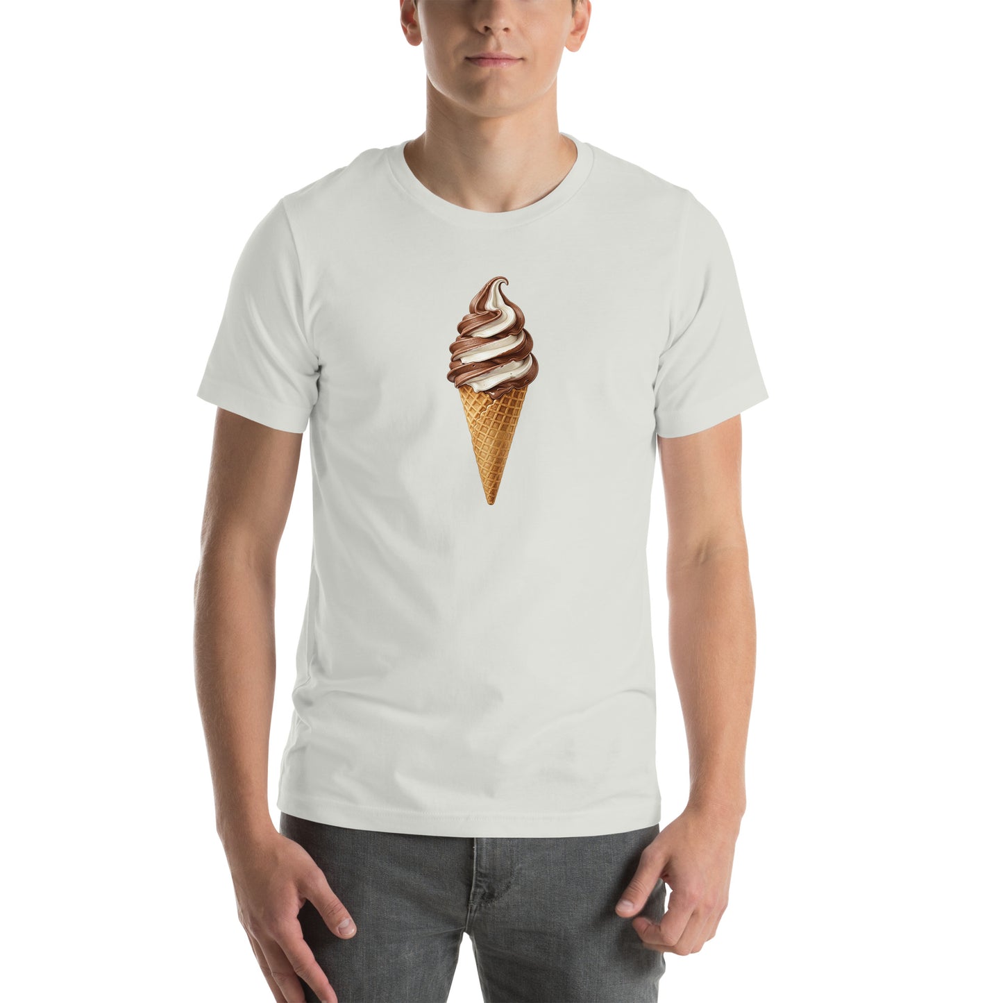 Silver tee with ice cream cone, unisex
