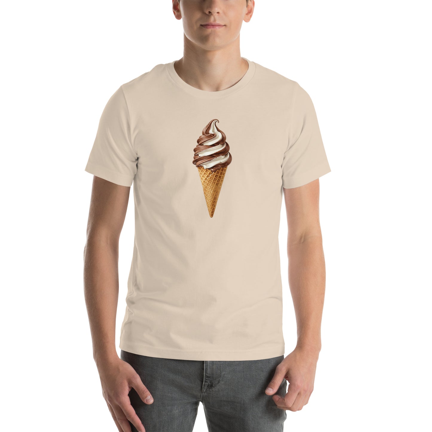 Cream color tee with summer graphic, unisex 