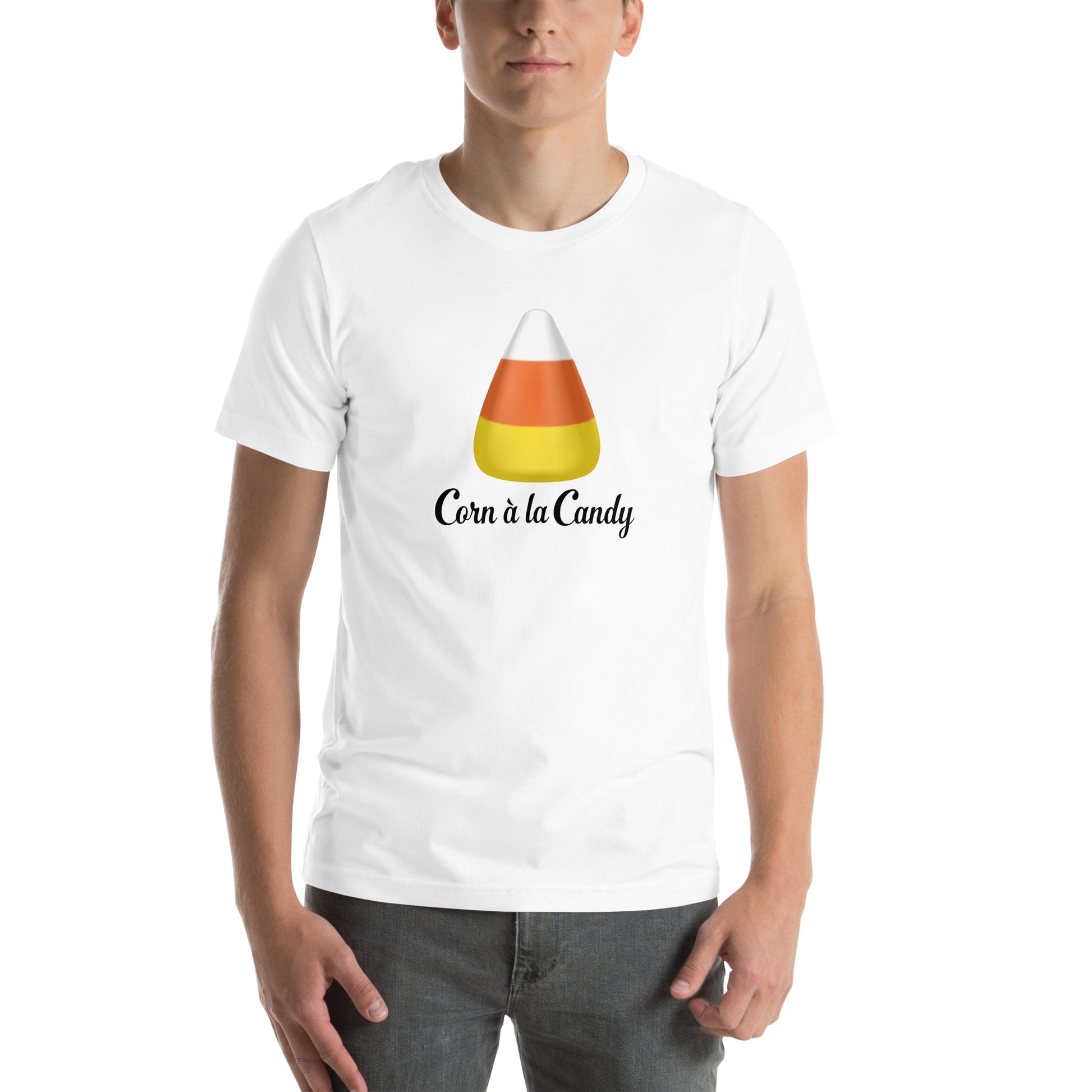 Corn à la Candy Halloween Men's Fall T-Shirt front view mockup