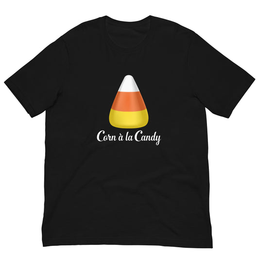 Corn à la Candy Halloween Unisex T-Shirt front view in black mockup