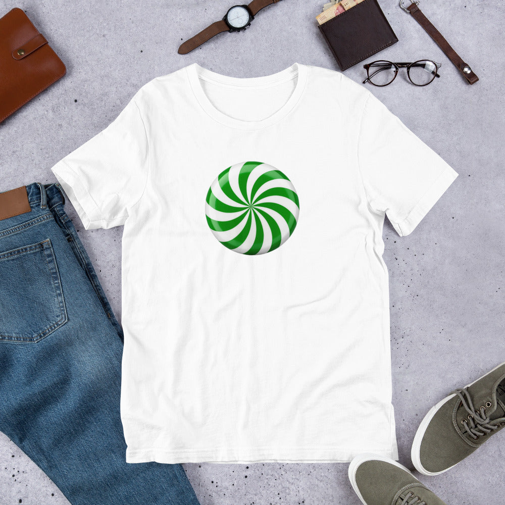 Green Mint Candy Swirl Women's holiday t-shirt mockup