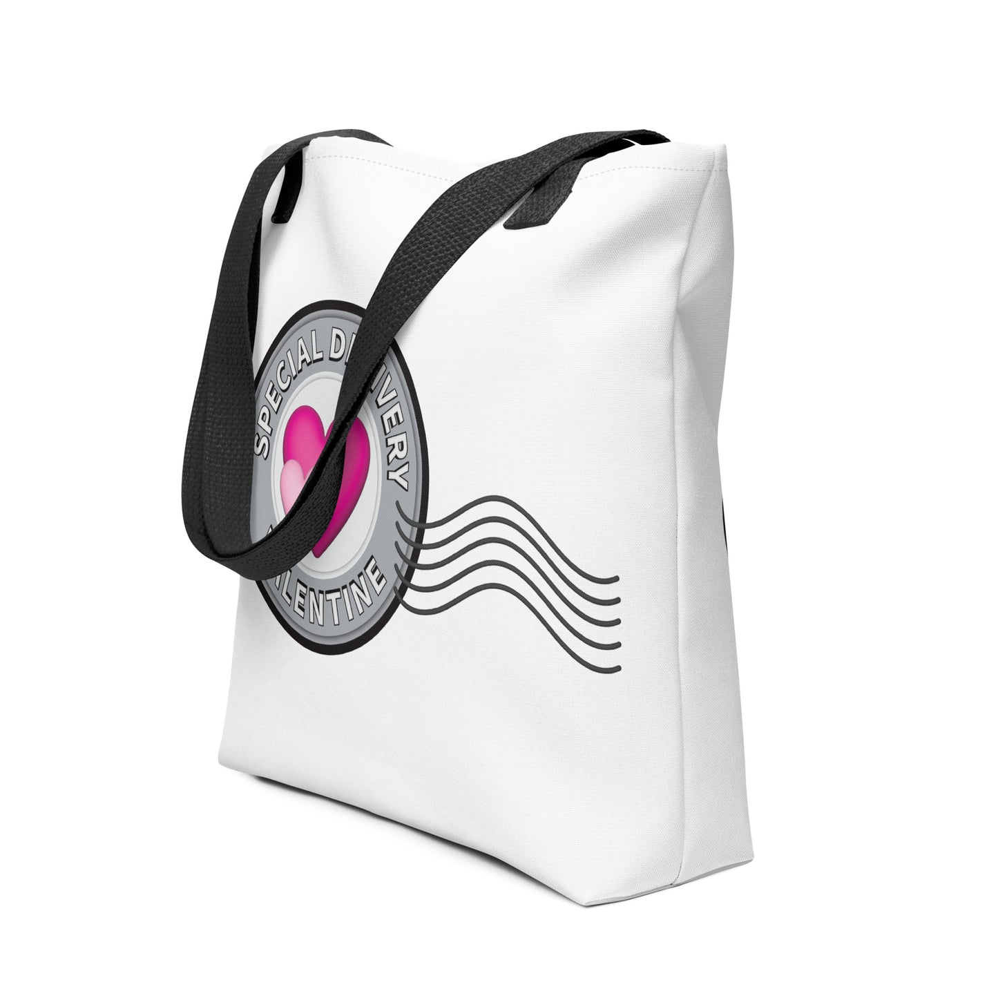 Heart Postage Tote bag - Detailed version side view mockup