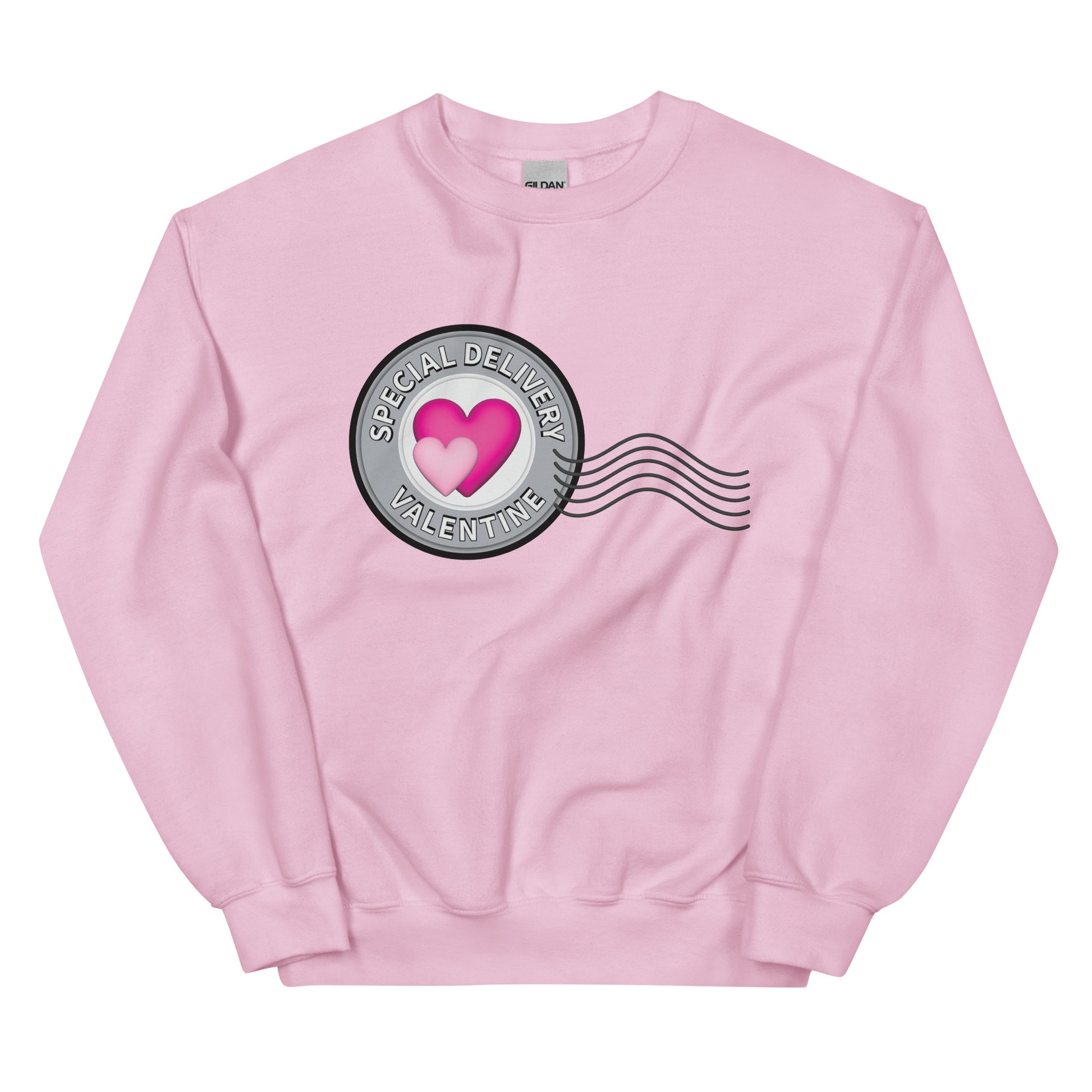Pink Heart Postage Unisex Sweatshirt - Detailed version mockup