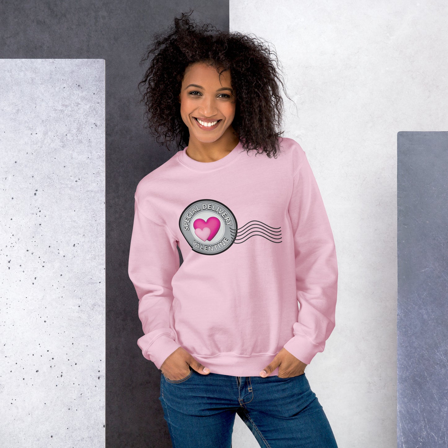 Heart Postage Unisex Sweatshirt - Detailed version pink mockup