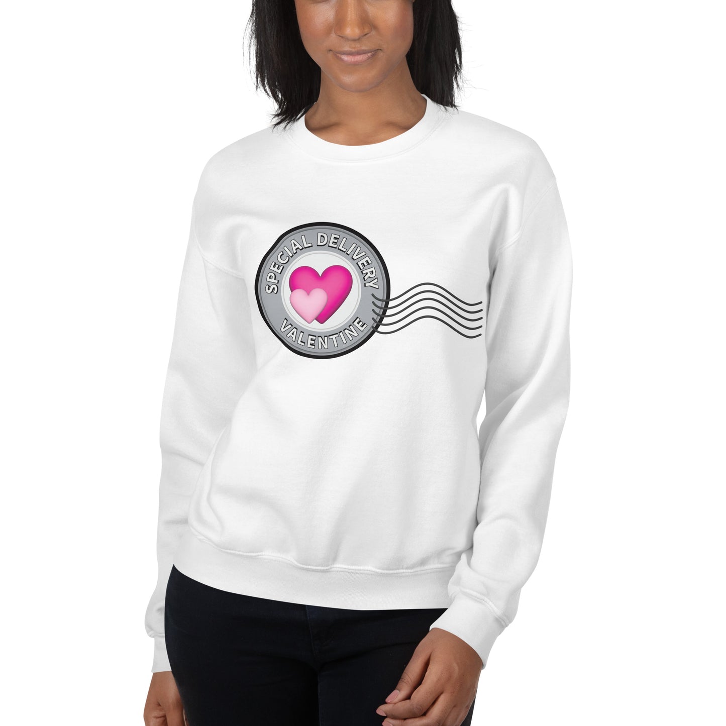 Heart Postage Unisex Sweatshirt - Detailed version in white mockup
