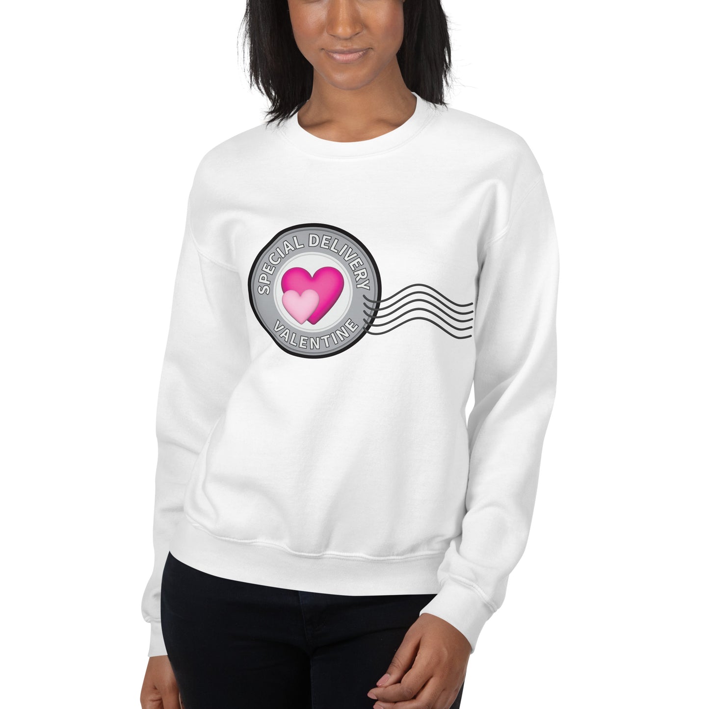 White Heart Postage Valentine Sweatshirt 