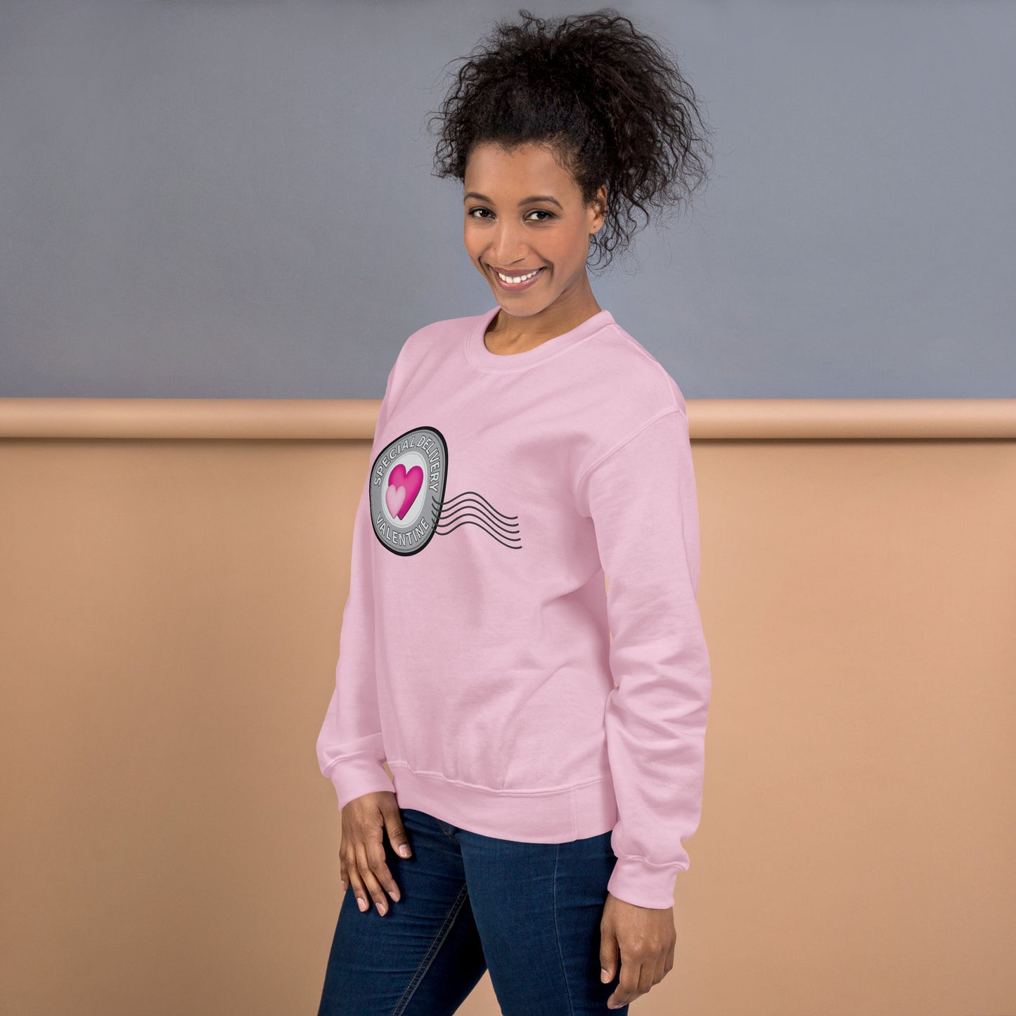 Heart Postage Valentine Women's Sweatshirt - Unisex Fit - Enhanced graphic version in pink