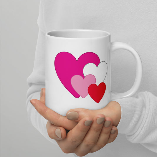 Multi Heart White Valentine Mug mockup