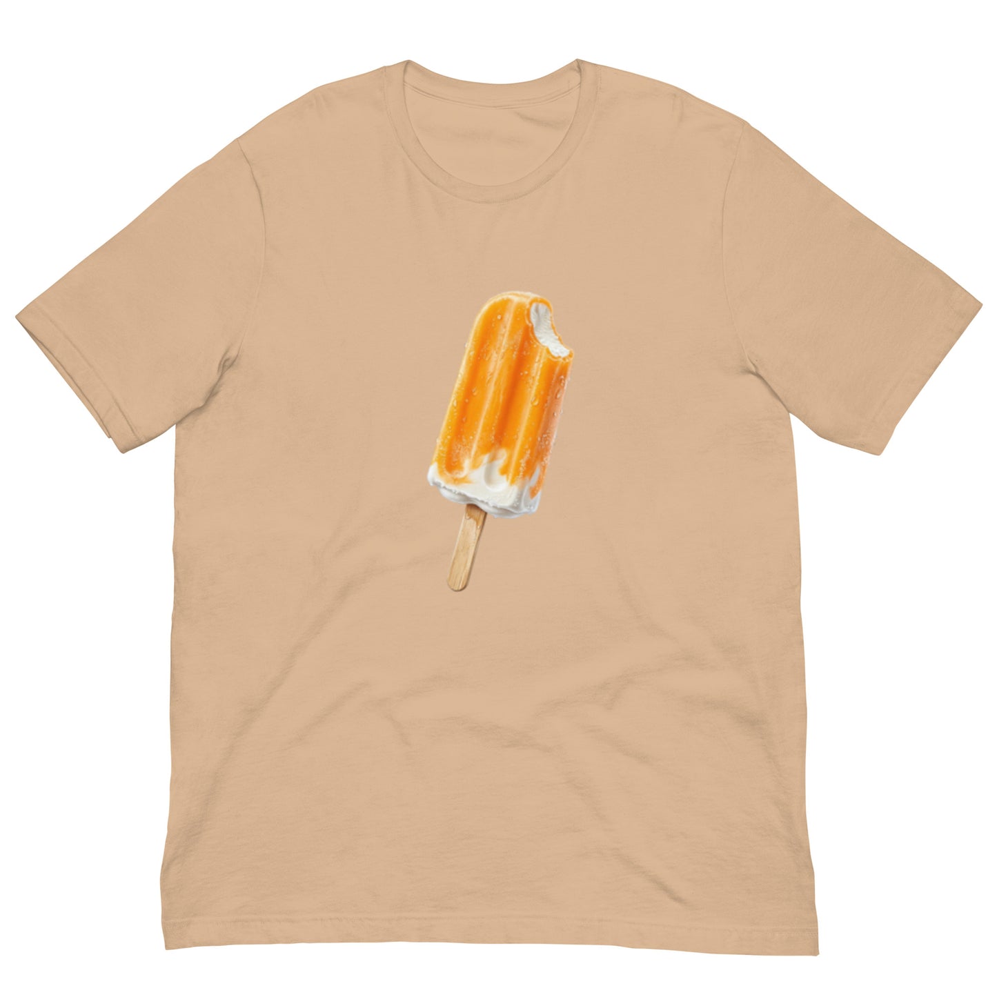 Men's t-shirt with orange cream popsicle in tan
