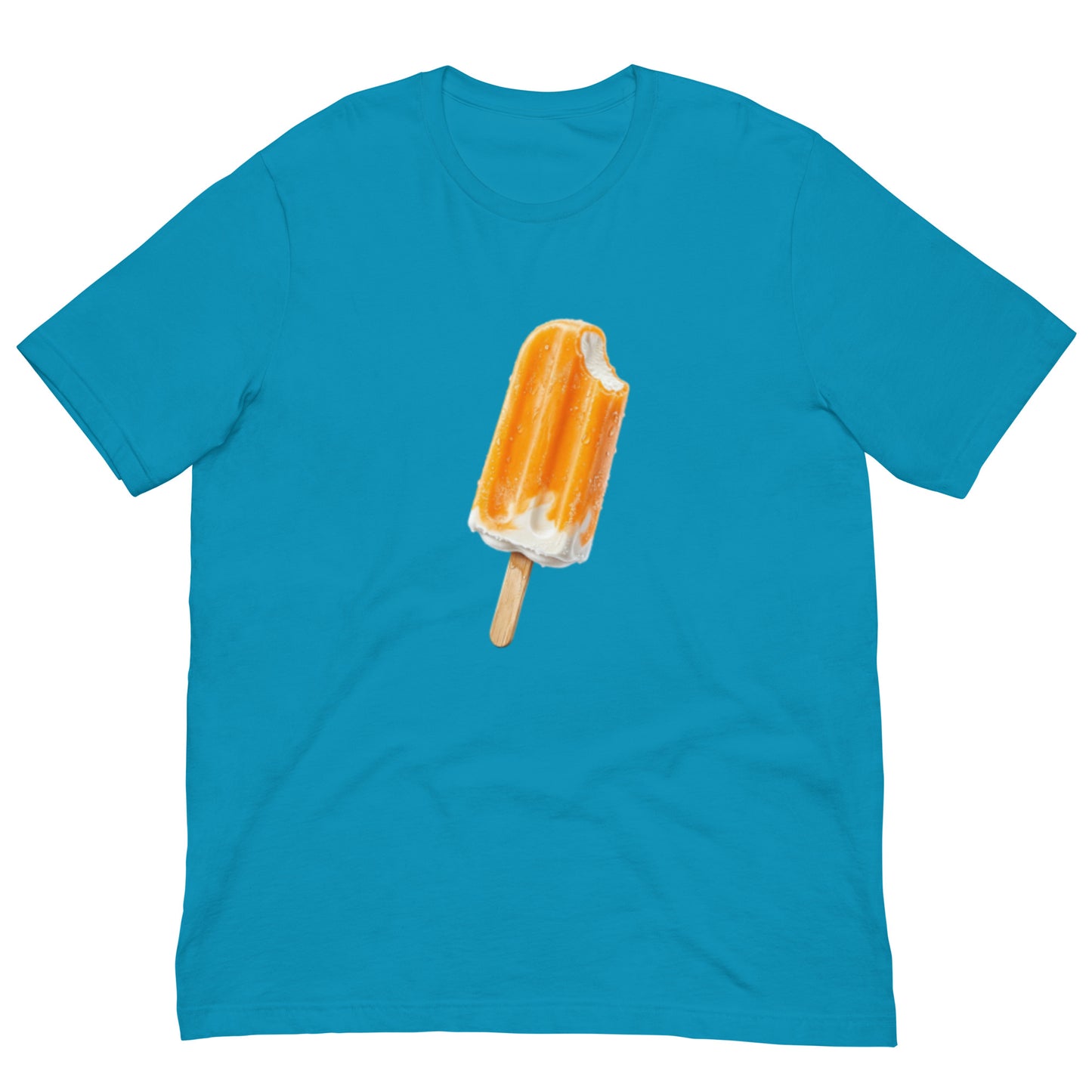 Aqua blue t-shirt with an orange ceam popsicle