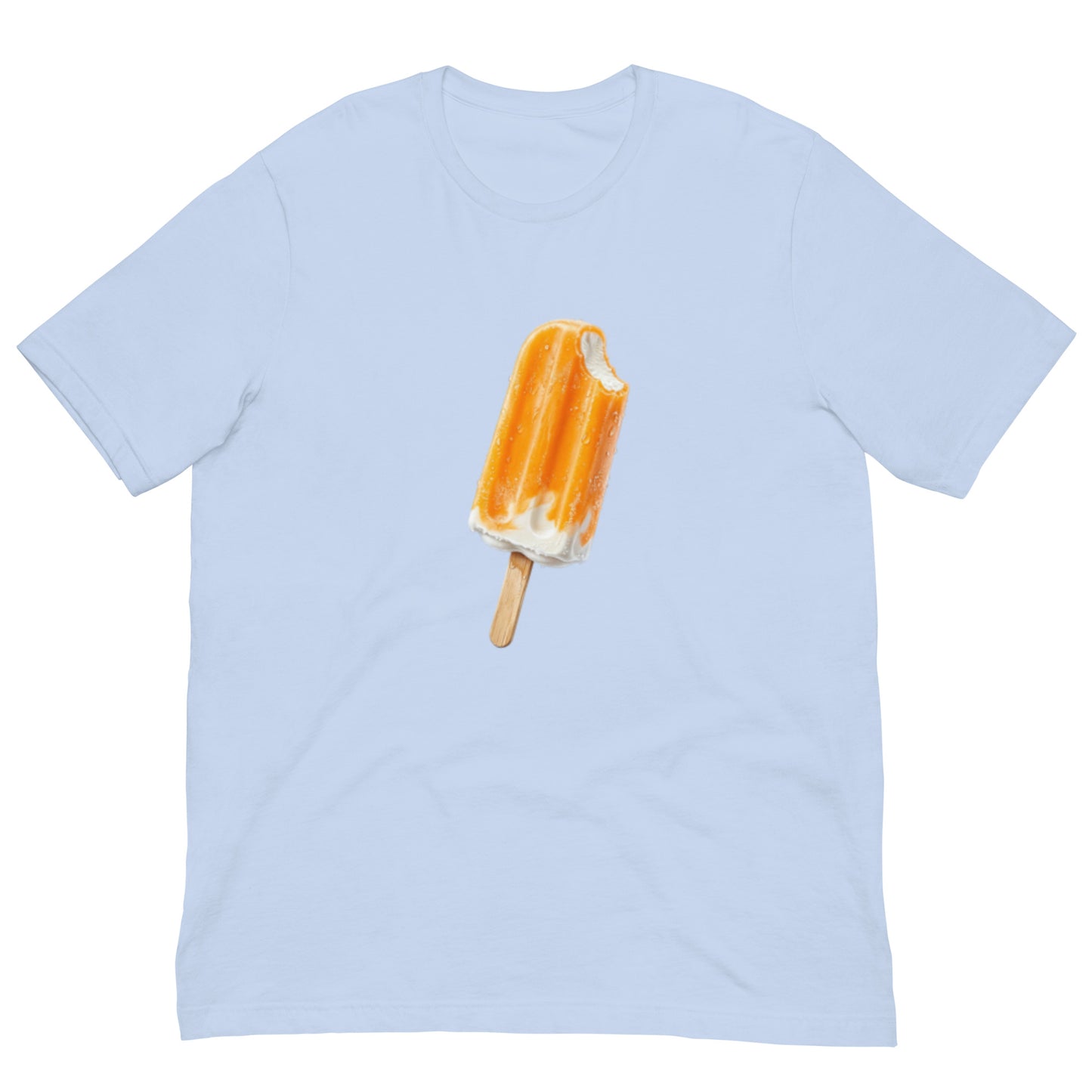 Baby blue men's t-shirt with orange cream popsicle