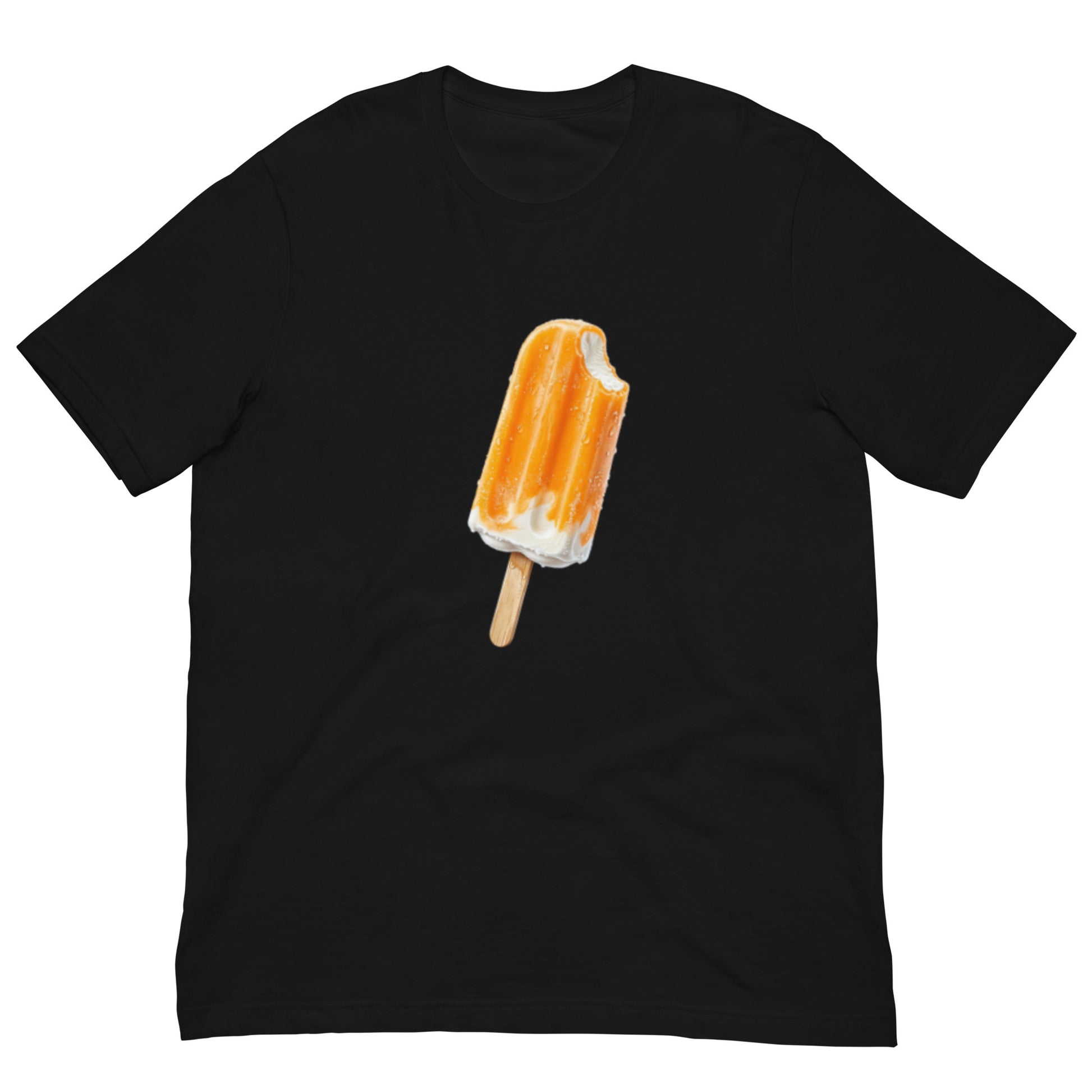Black t-shirt with an orange ceam popsicle