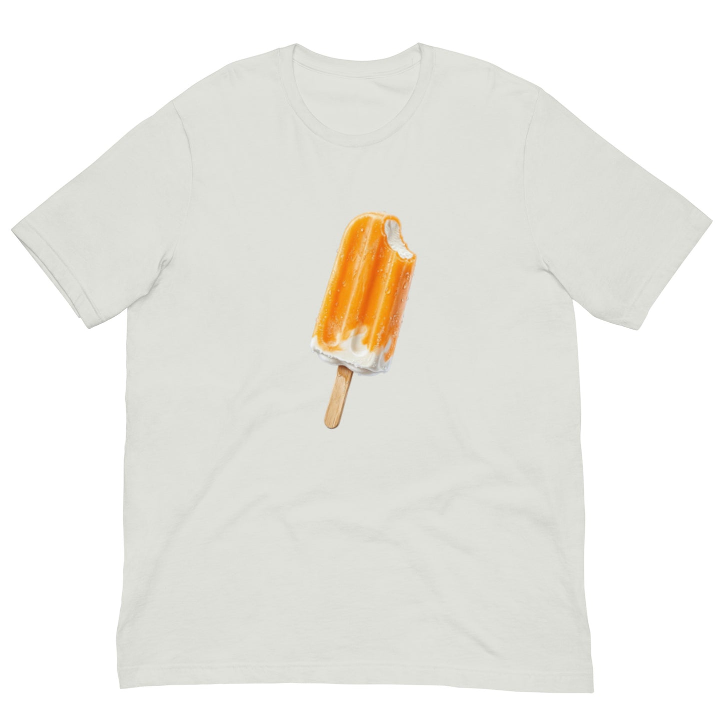 Silver color men's t-shirt with orange cream popsicle