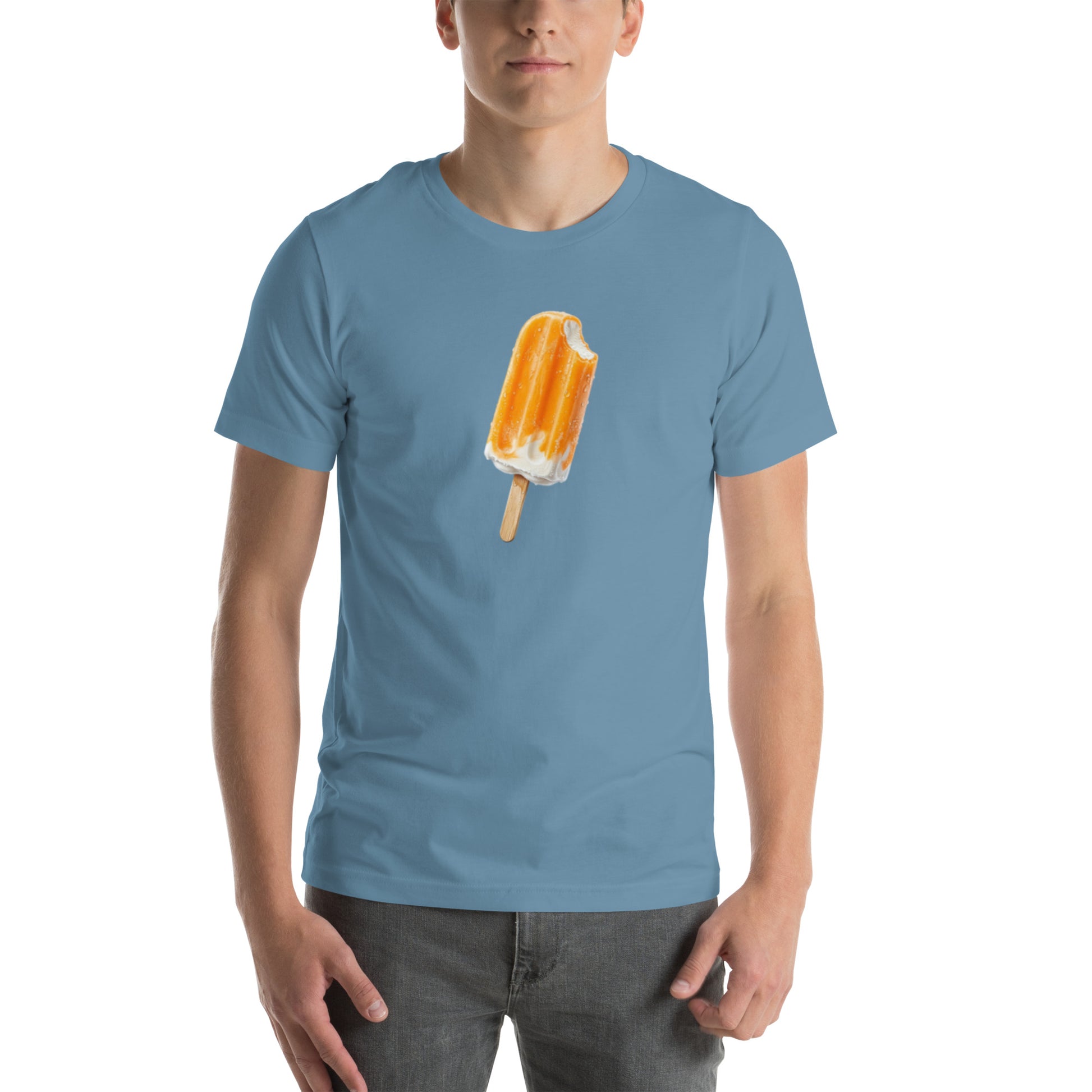 Orange_Cream_Pop_Men_s_T-Shirt in Steel Blue, mockup