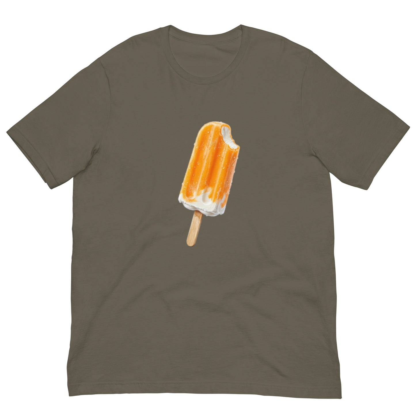 Men's army color t-shirt with orange cream popsicle