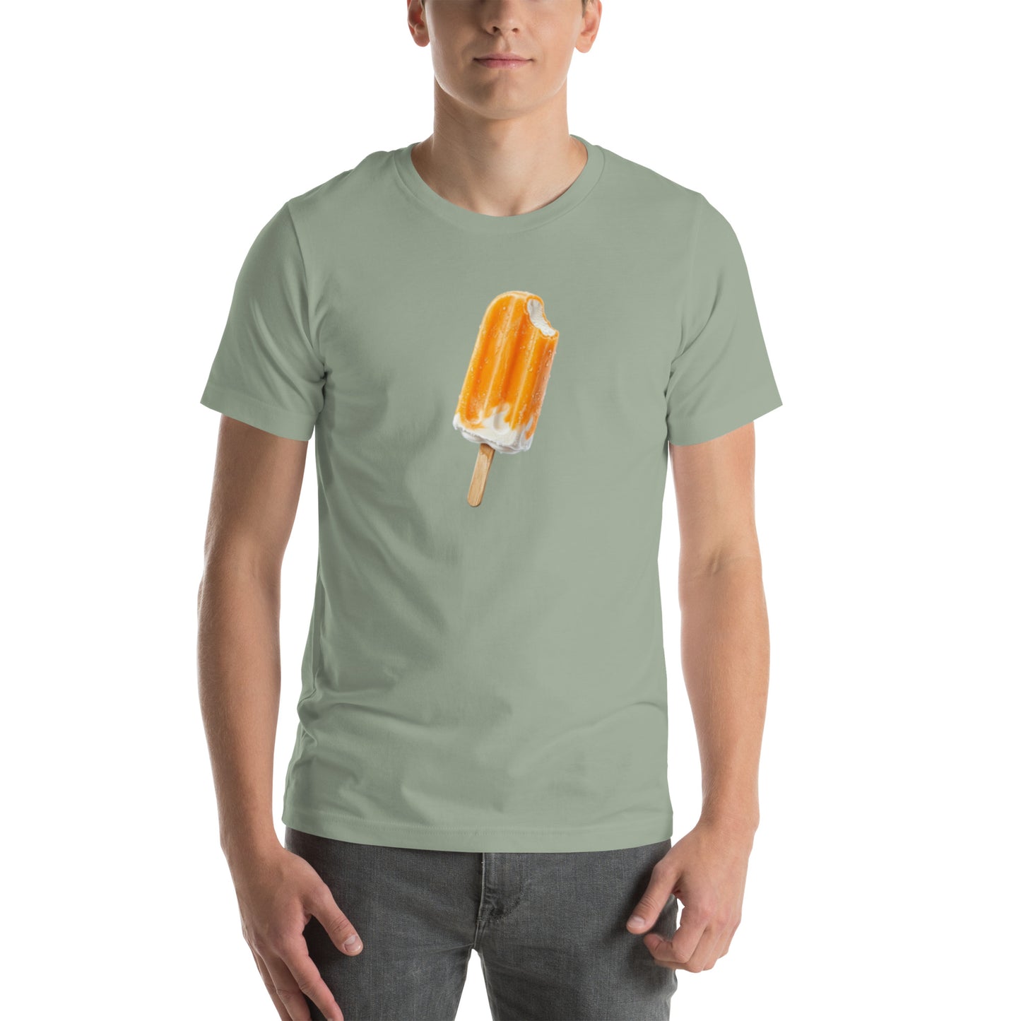 Men's sage t-shirt with orange cream popsicle