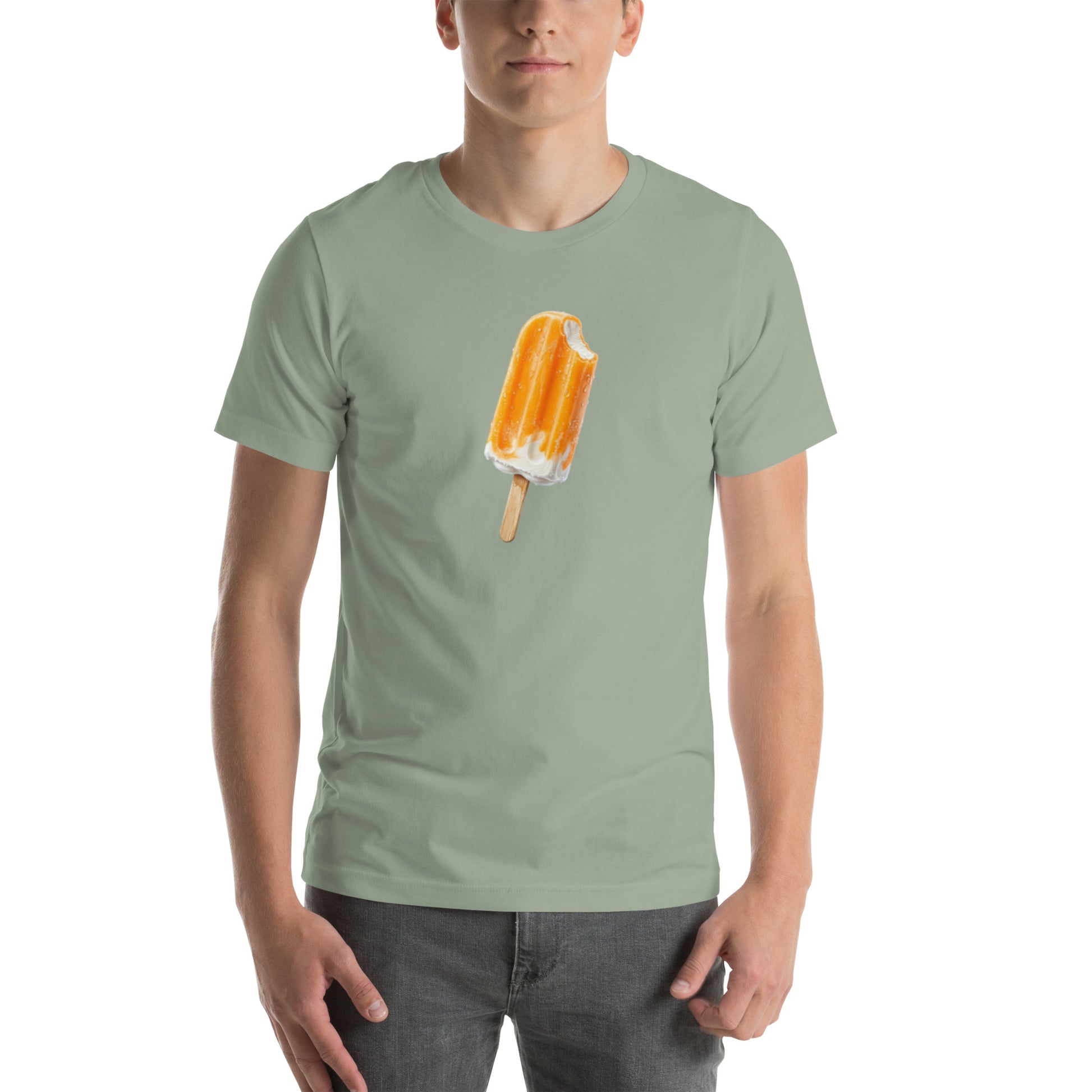 Men's sage t-shirt with orange cream popsicle