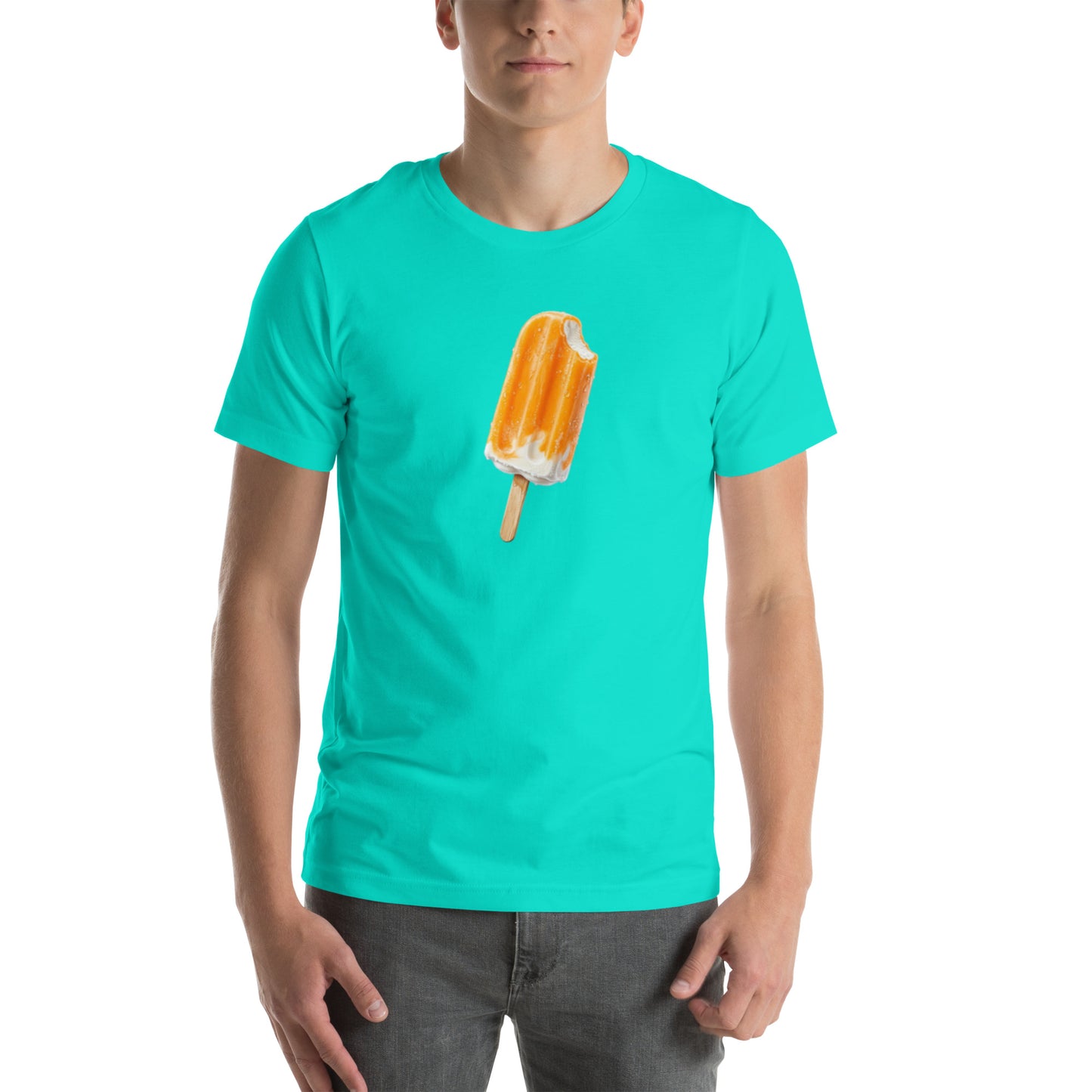 Men's teal t-shirt with orange cream popsicle