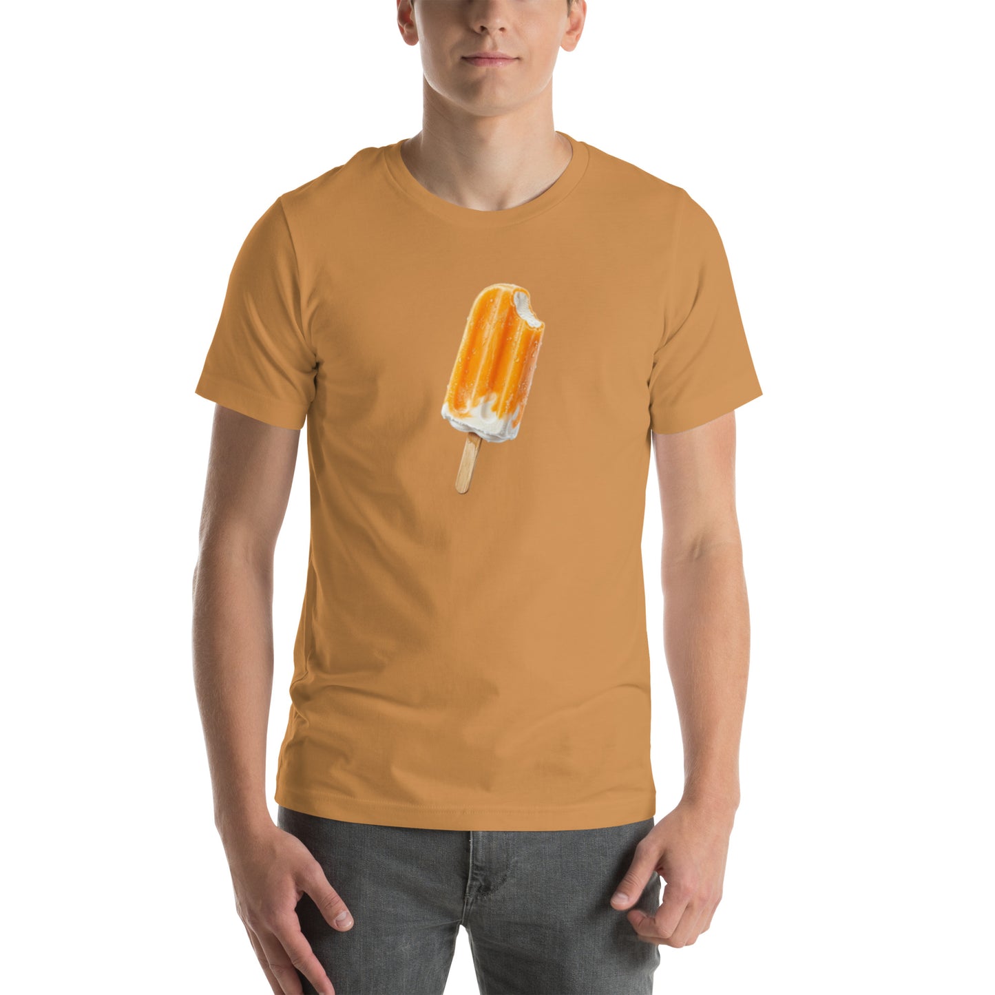 Men's orange cream popsicle t-shirt in toast color