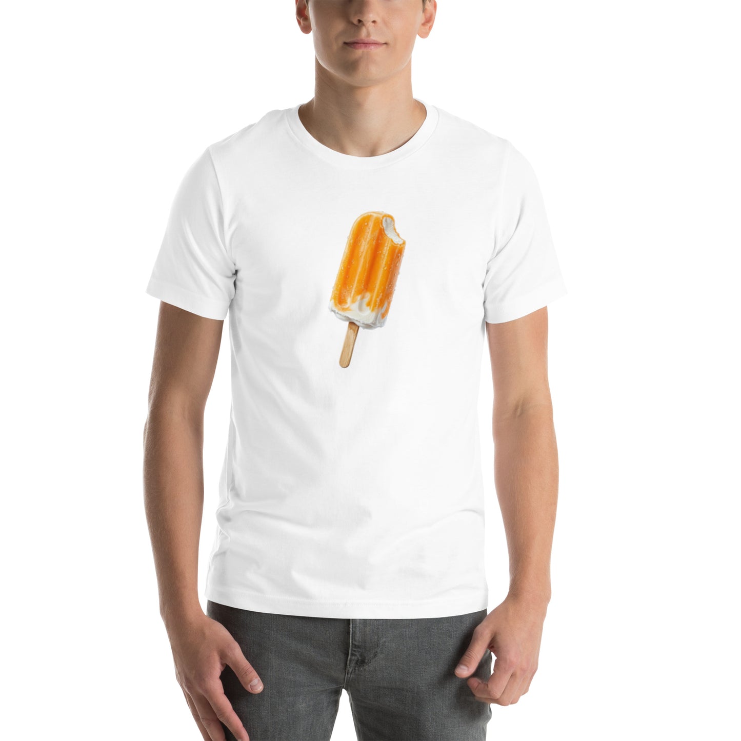 Men's white t-shirt with orange cream popsicle