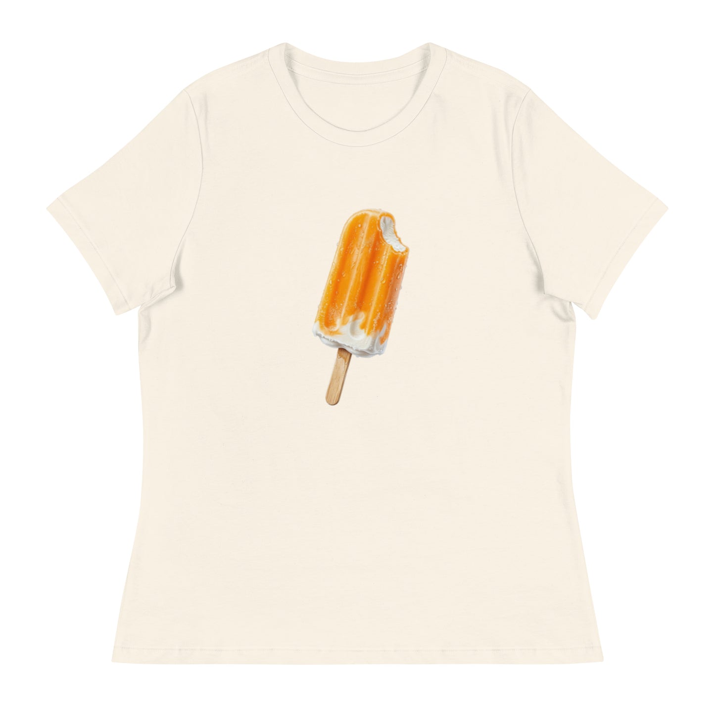 Off-white short-sleeve t-shirt with orange cream popsicle