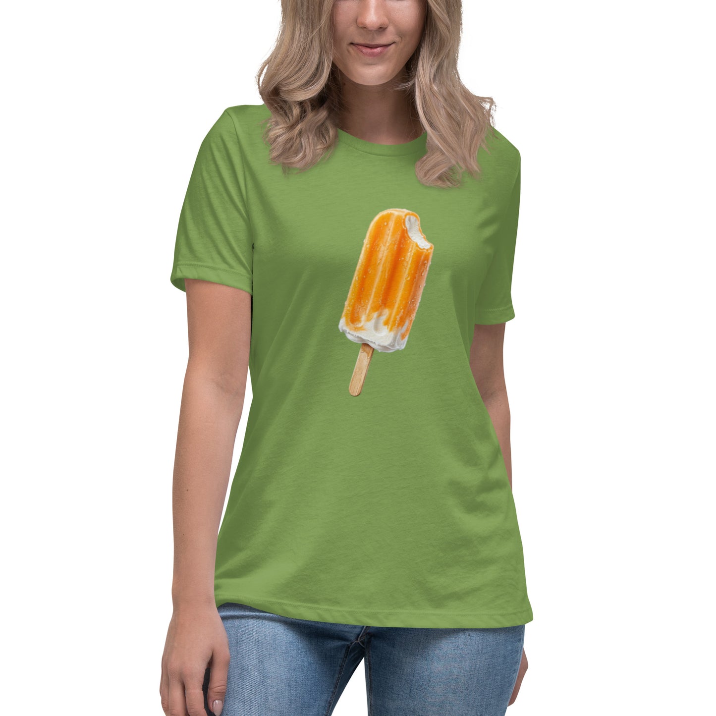 Summer light green t-shirt with a popsicle graphic for women