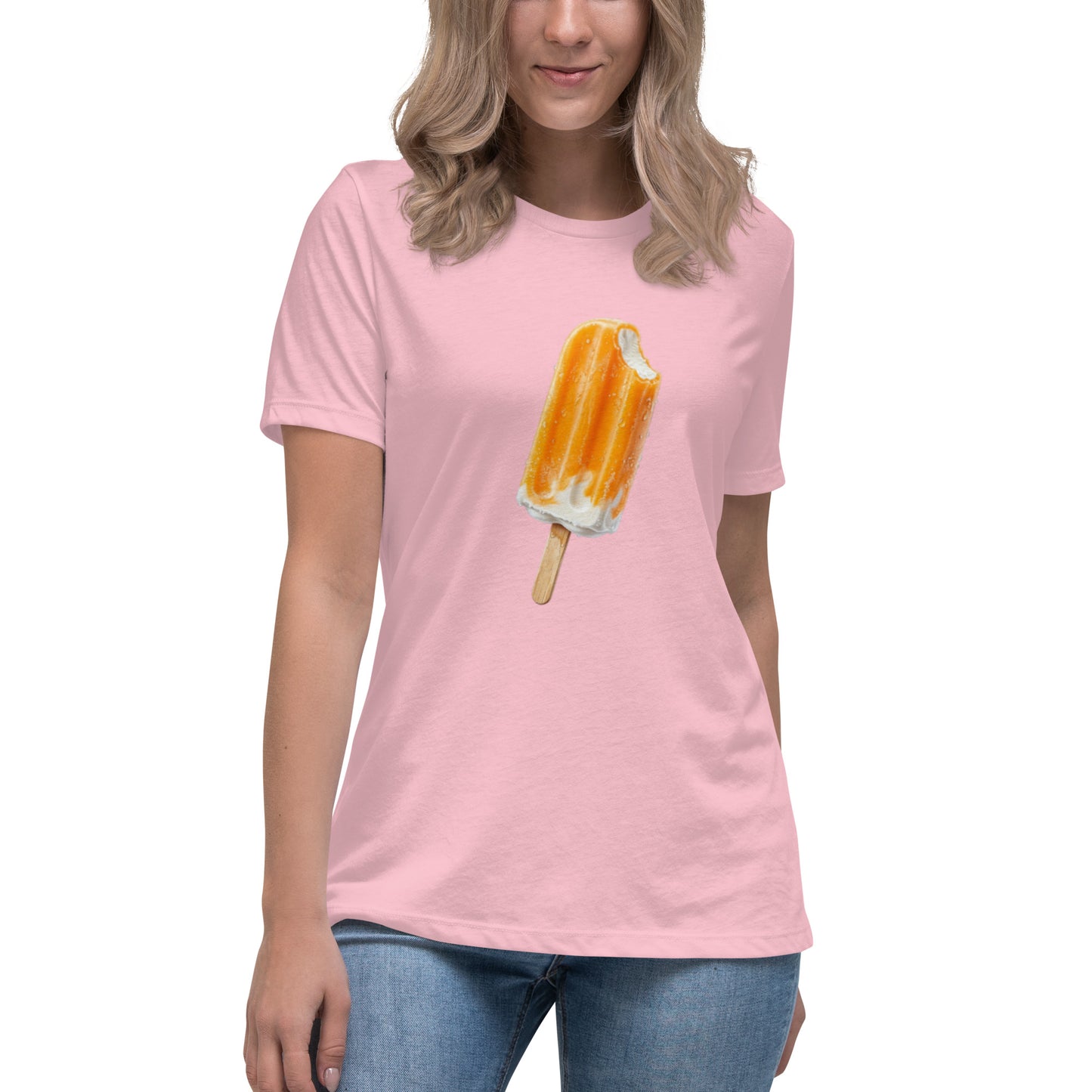 Summer pink t-shirt with an orange cream popsicle