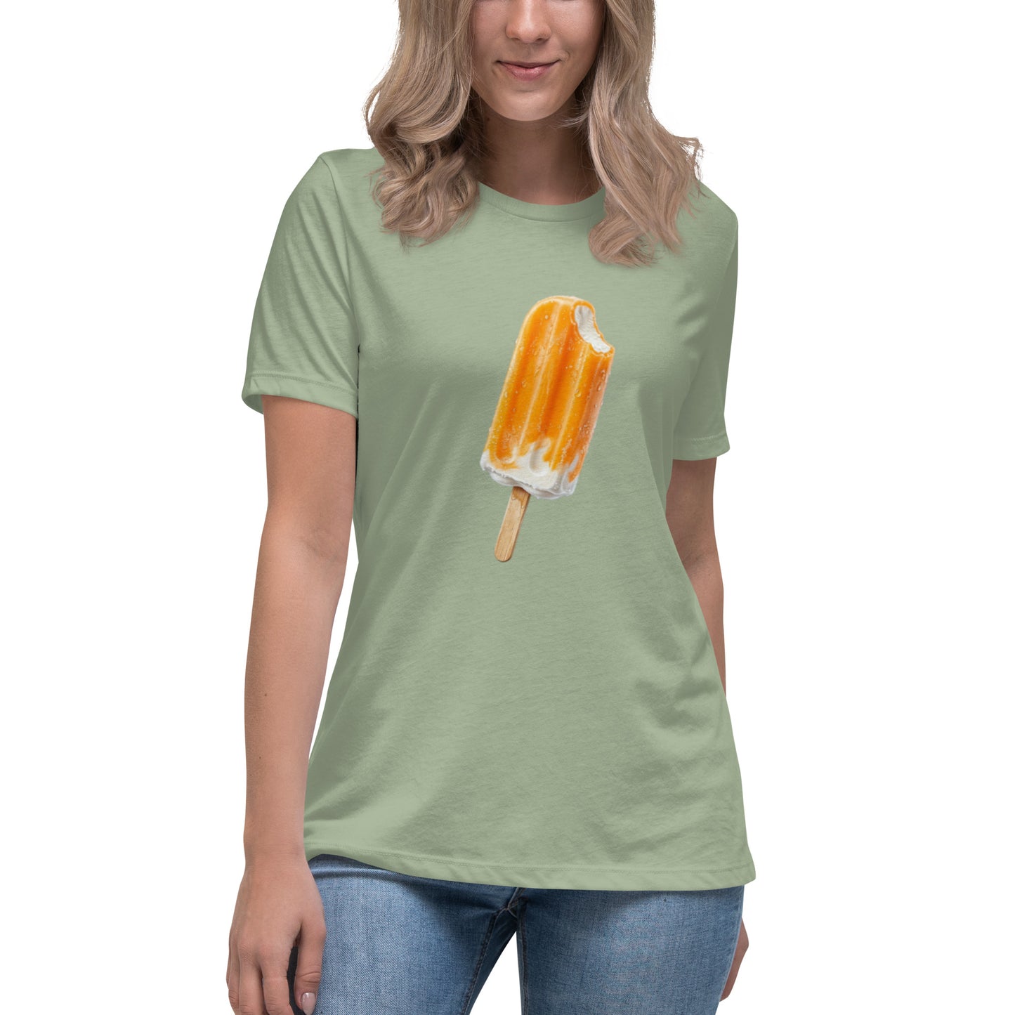 Sage summer tee with cream popsicle