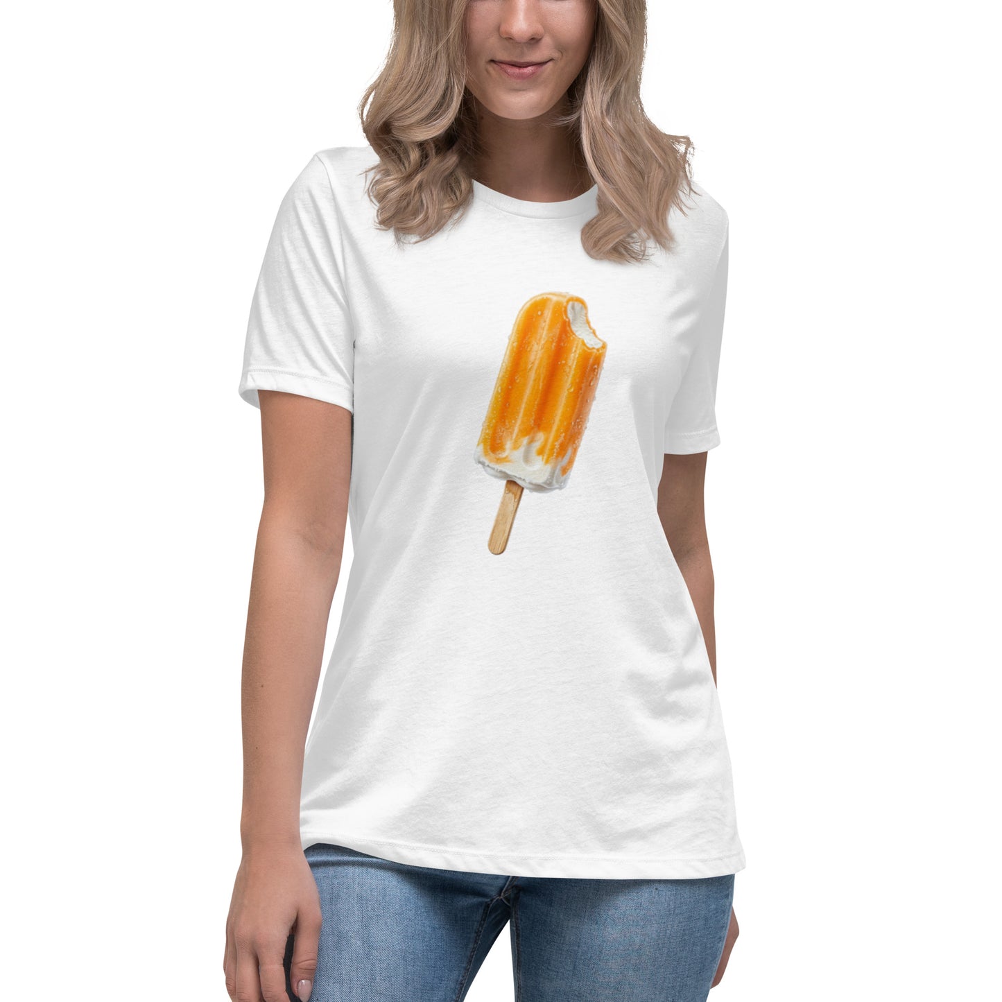 White tee with orange cream for summer