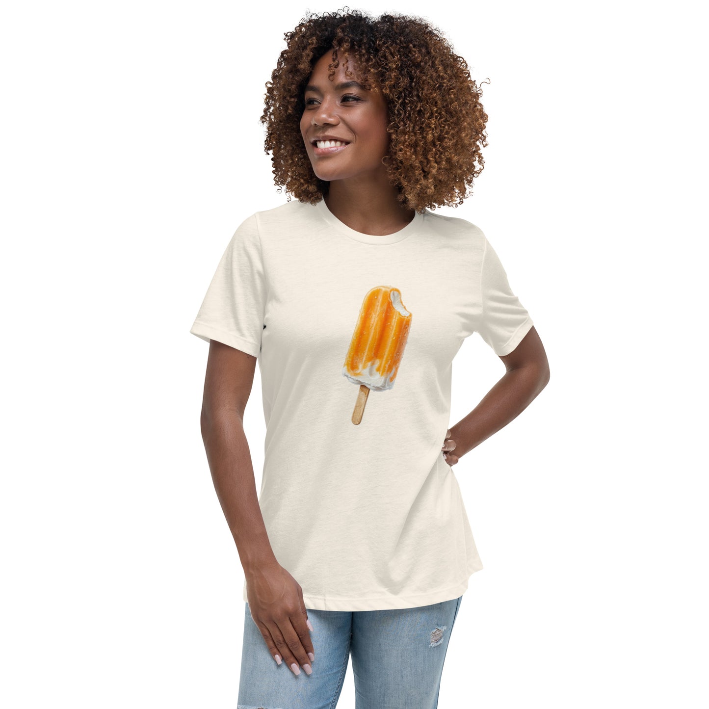 Natural white tee with summer popsicle