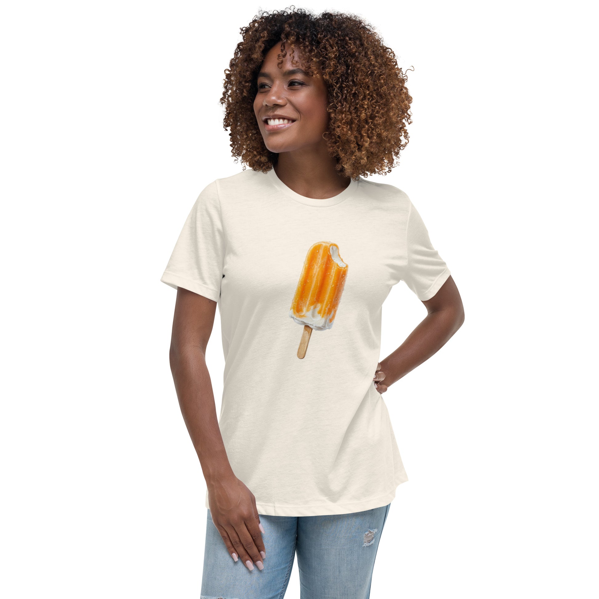 Natural white tee with summer popsicle