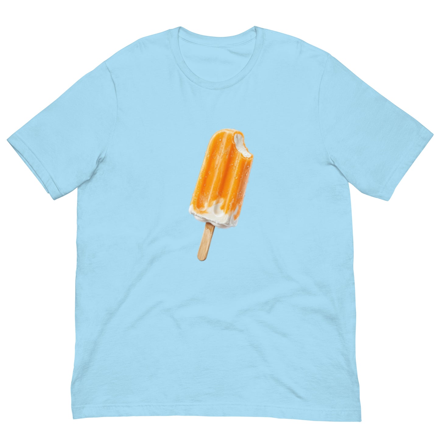 Light ocean blue t-shirt with an orange popsicle