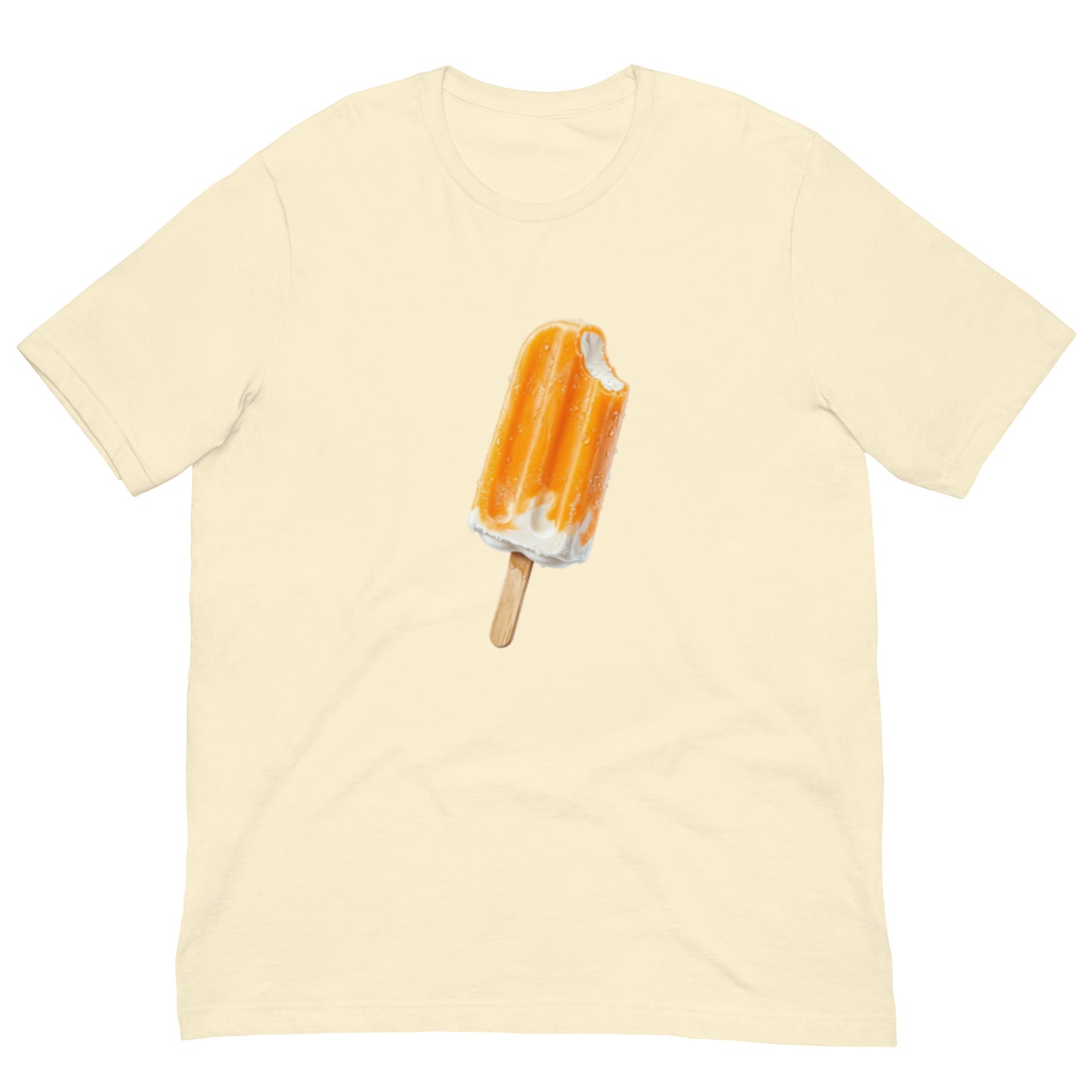Natural color t-shirt with an orange cream popsicle design