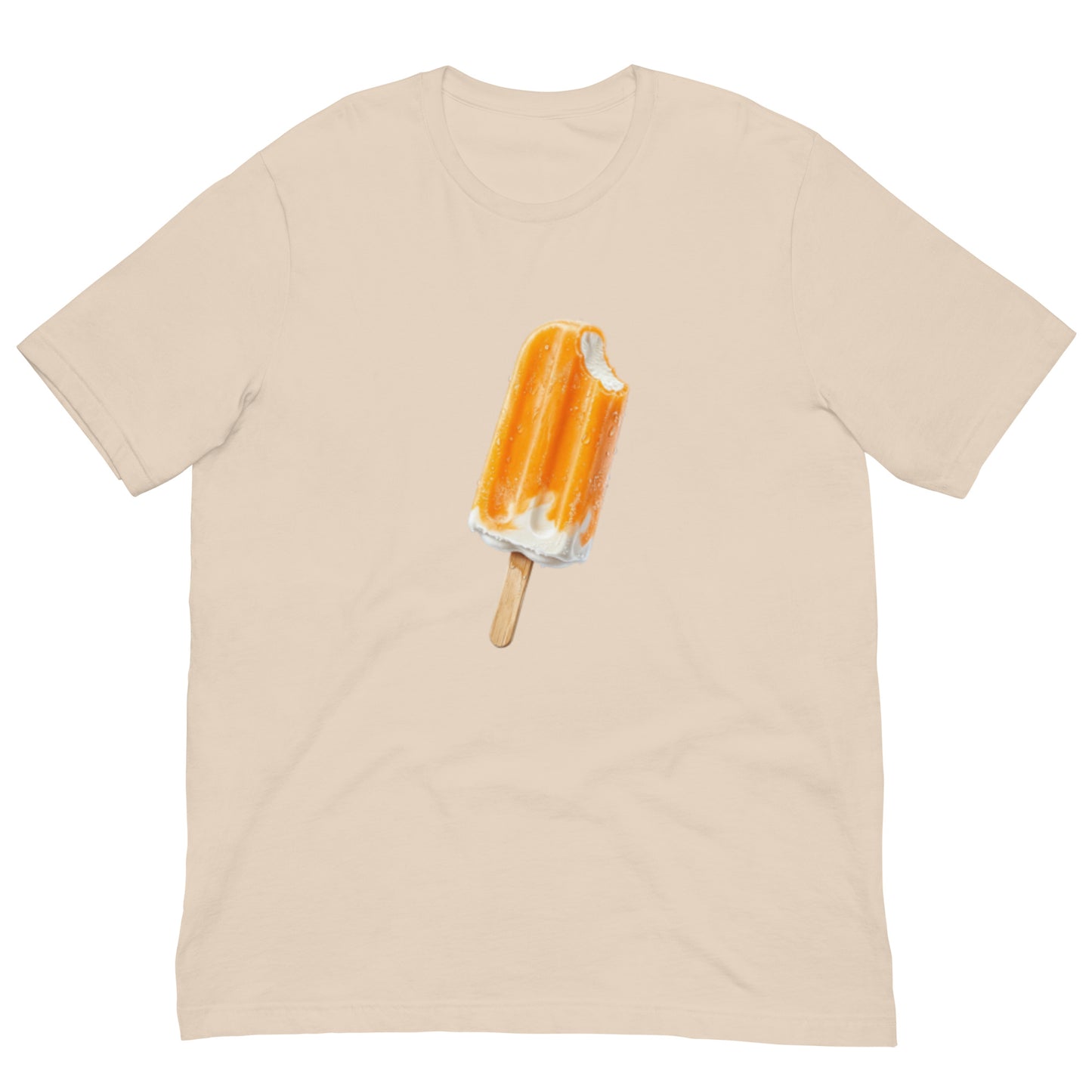 Cream color t-shirt with an orange cream popsicle